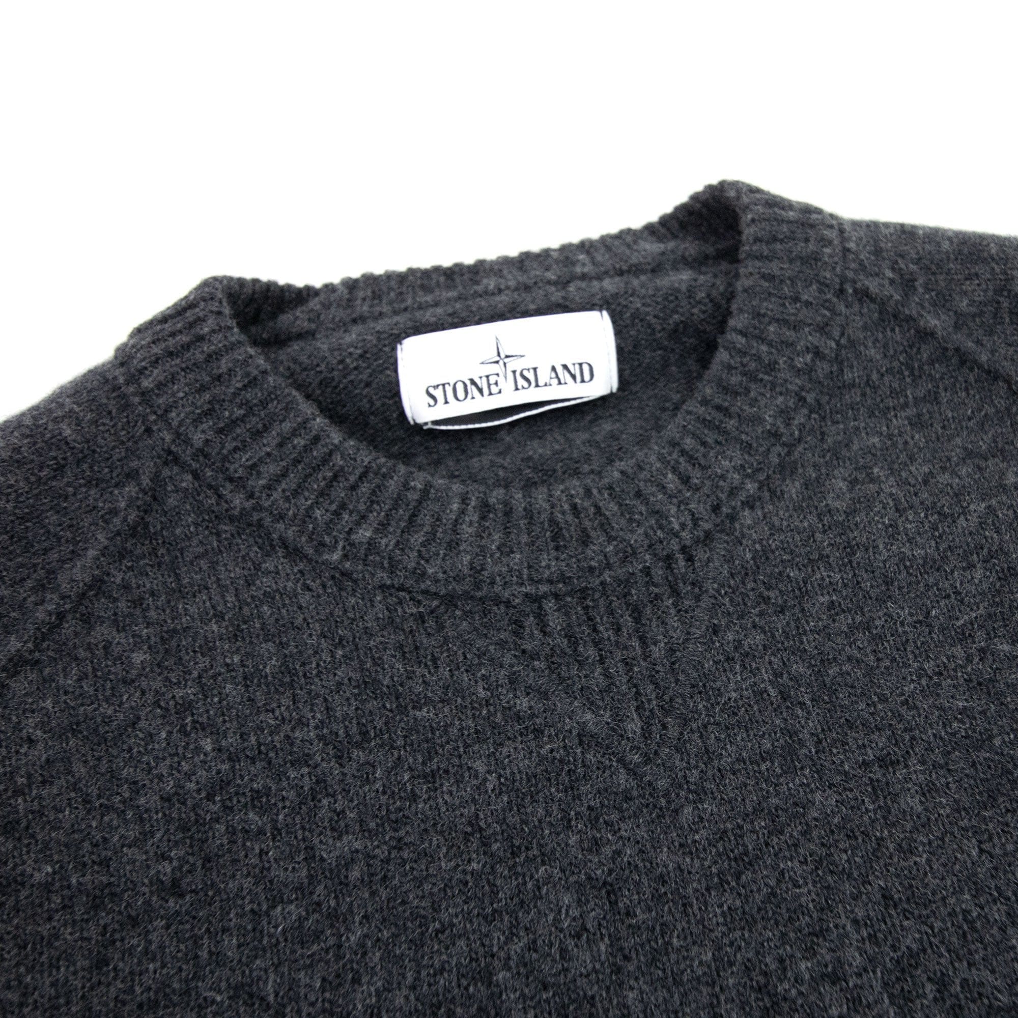 Stone Island Embroidered Logo Knitted Sweatshirt Dark Grey V0065