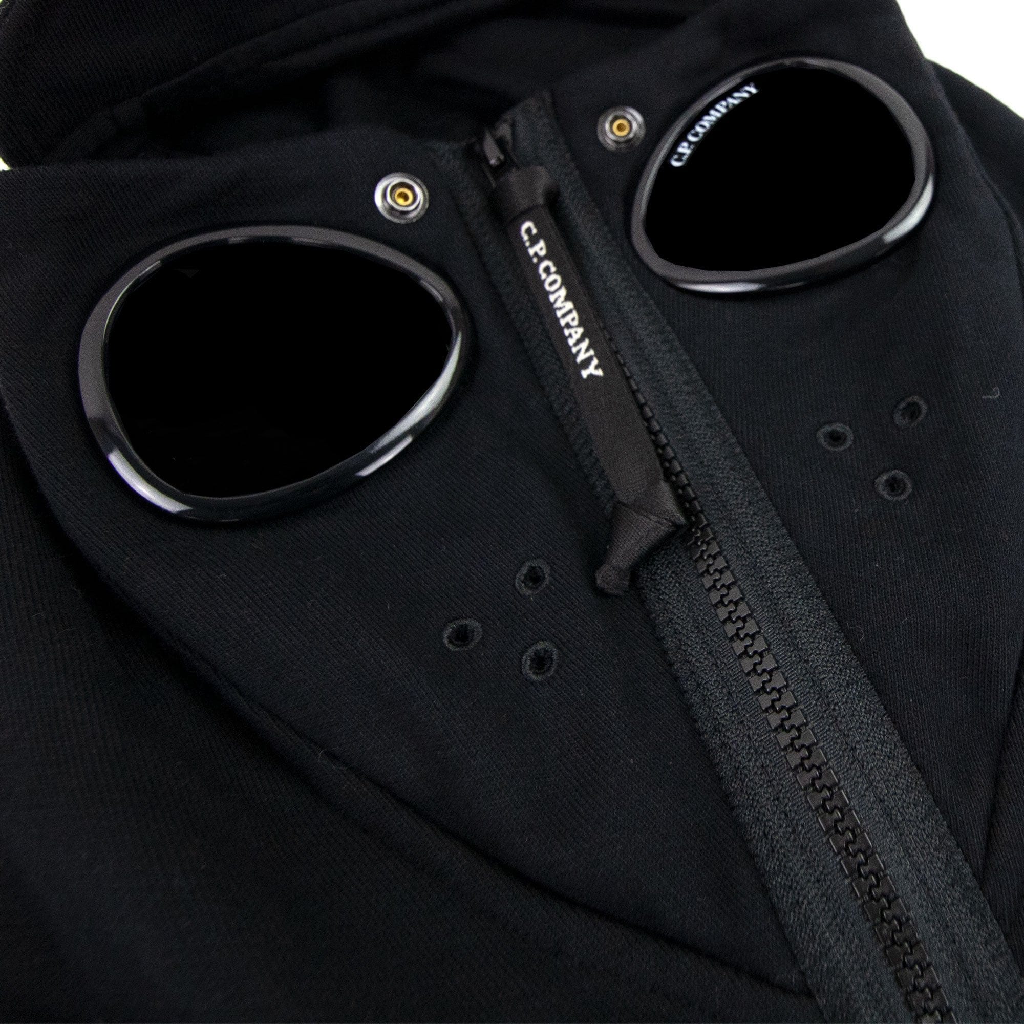 Cp Company Front Goggle Diagonal Fleece Hoody Black 999