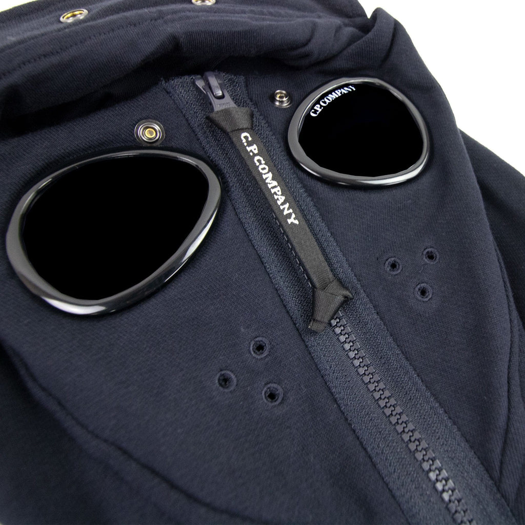 Cp Company Front Goggle Diagonal Fleece Hoody Navy 888
