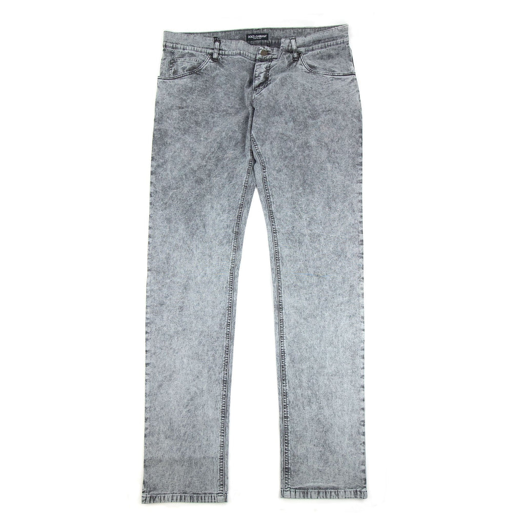 Dolce &amp; Gabbana 14 Logo Plaque 5 Pocket Jeans Light Grey