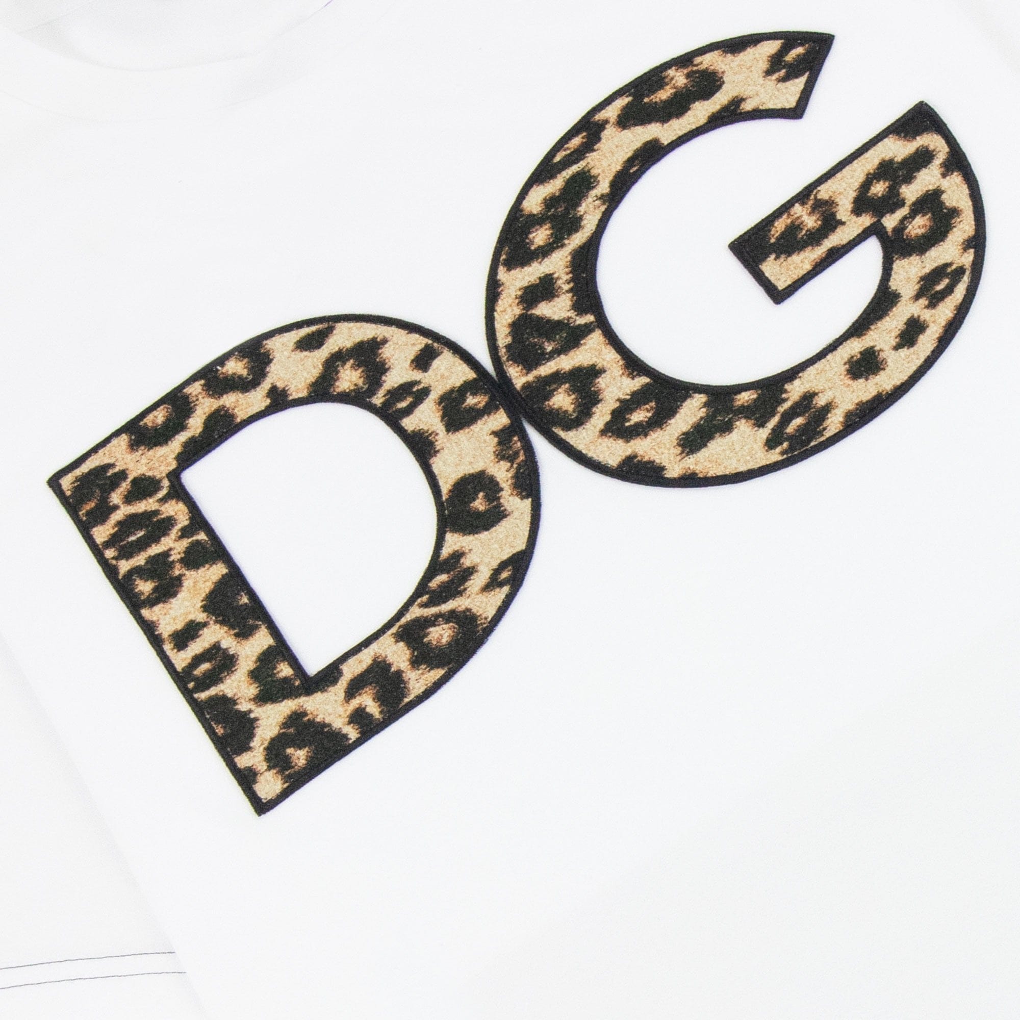 Dolce &amp; Gabbana Dg Patch Leopard Print T Shirt White W0800