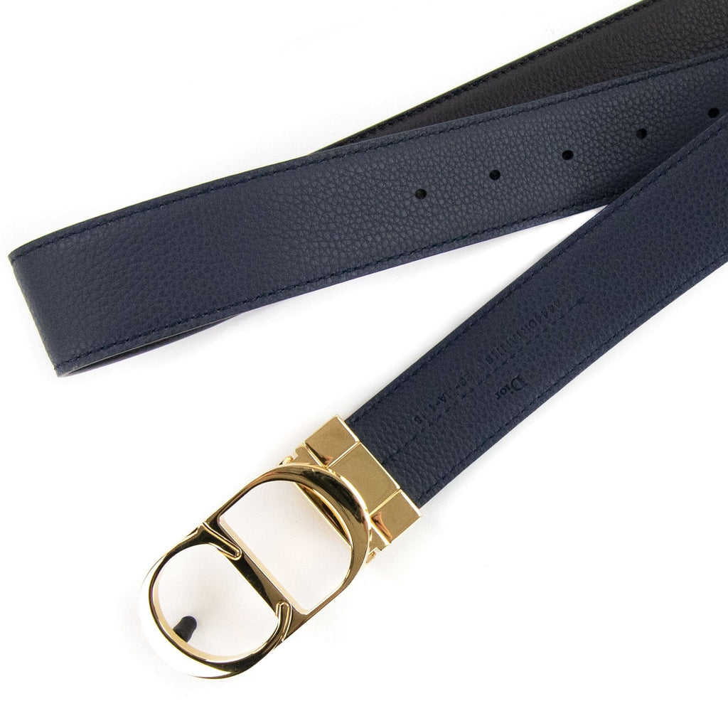 Christian Dior Cd Icon Gold 35mm Belt Black/Blue