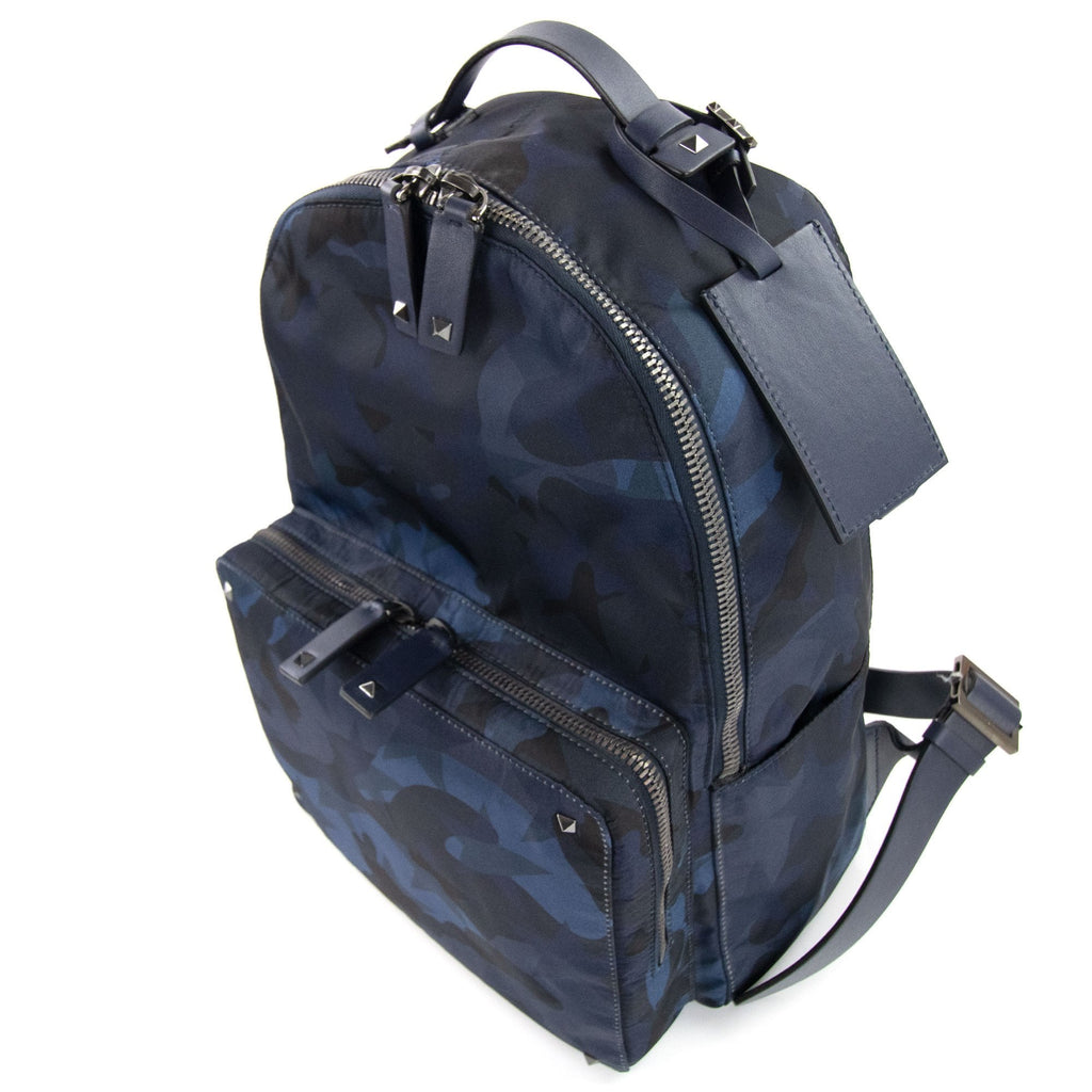 Valentino Camo Stud Back Pack Navy/camo