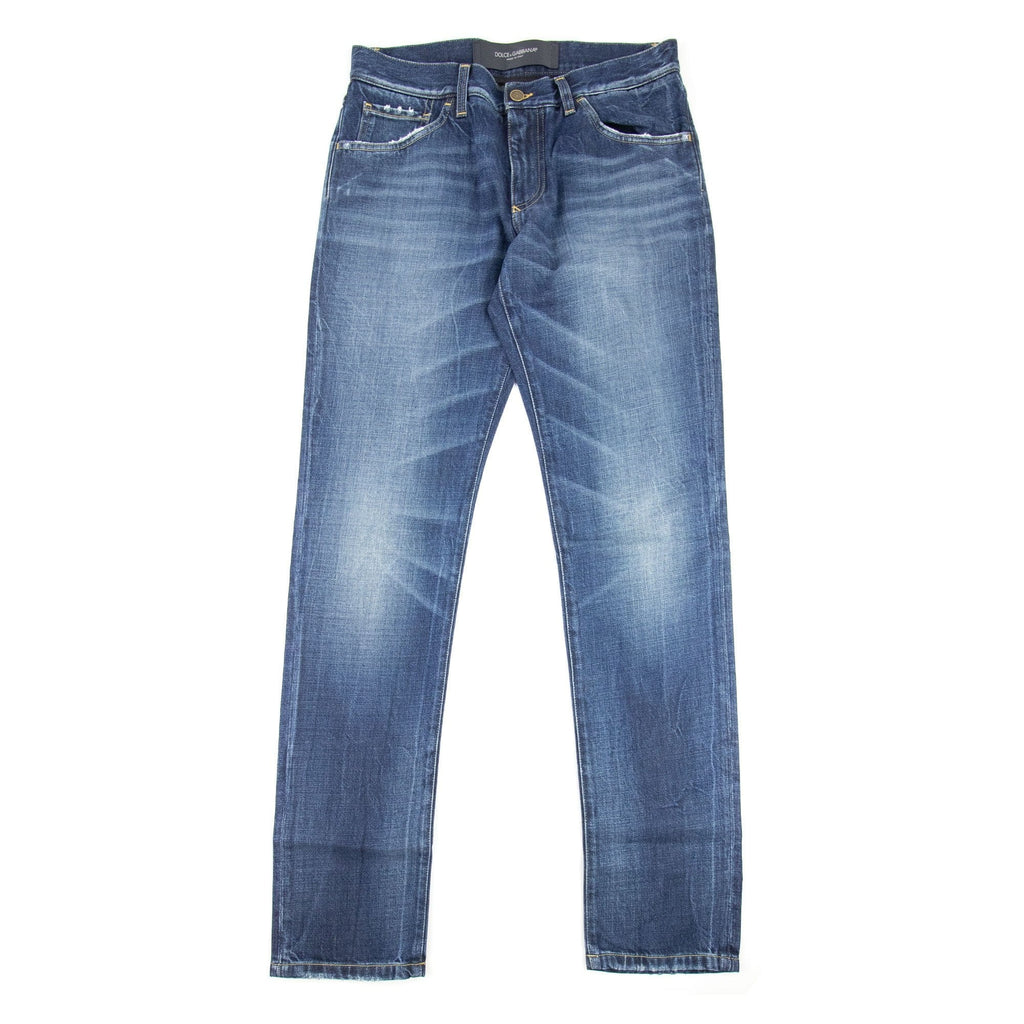 Dolce &amp; Gabbana 14 Gold Logo Plaque Jeans Denim