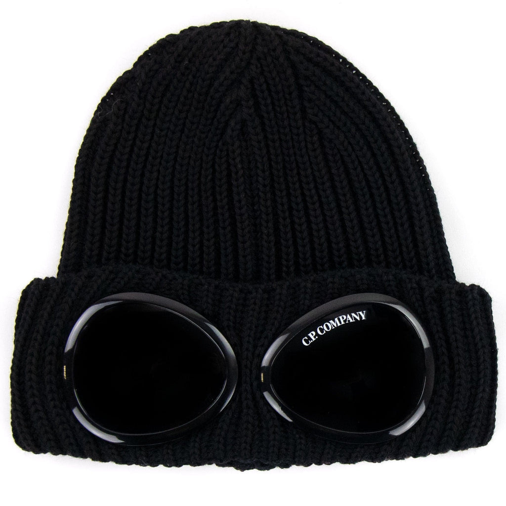 Cp Company Undersixteen Extra Fine Merino Wool Goggle Beanie Black 999