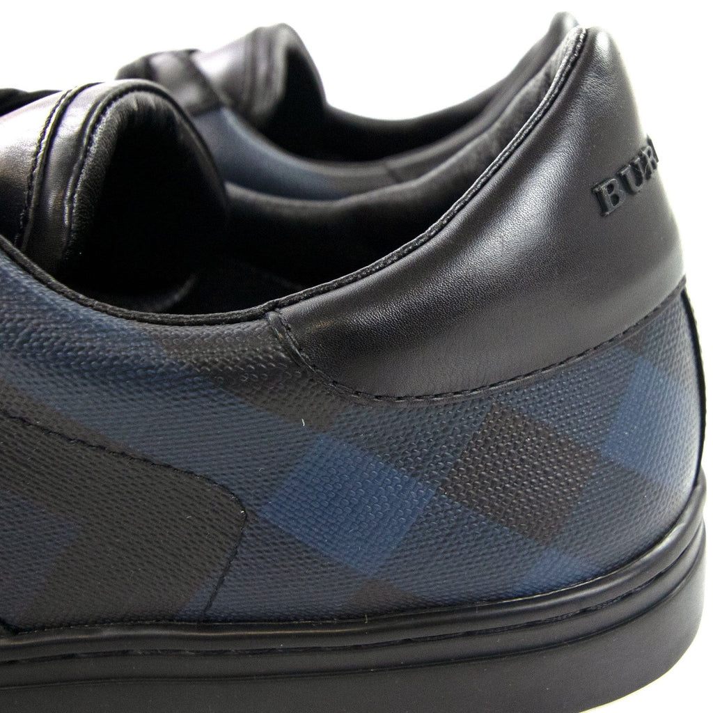 Burberry Ritson London Leather Check Trainers Navy