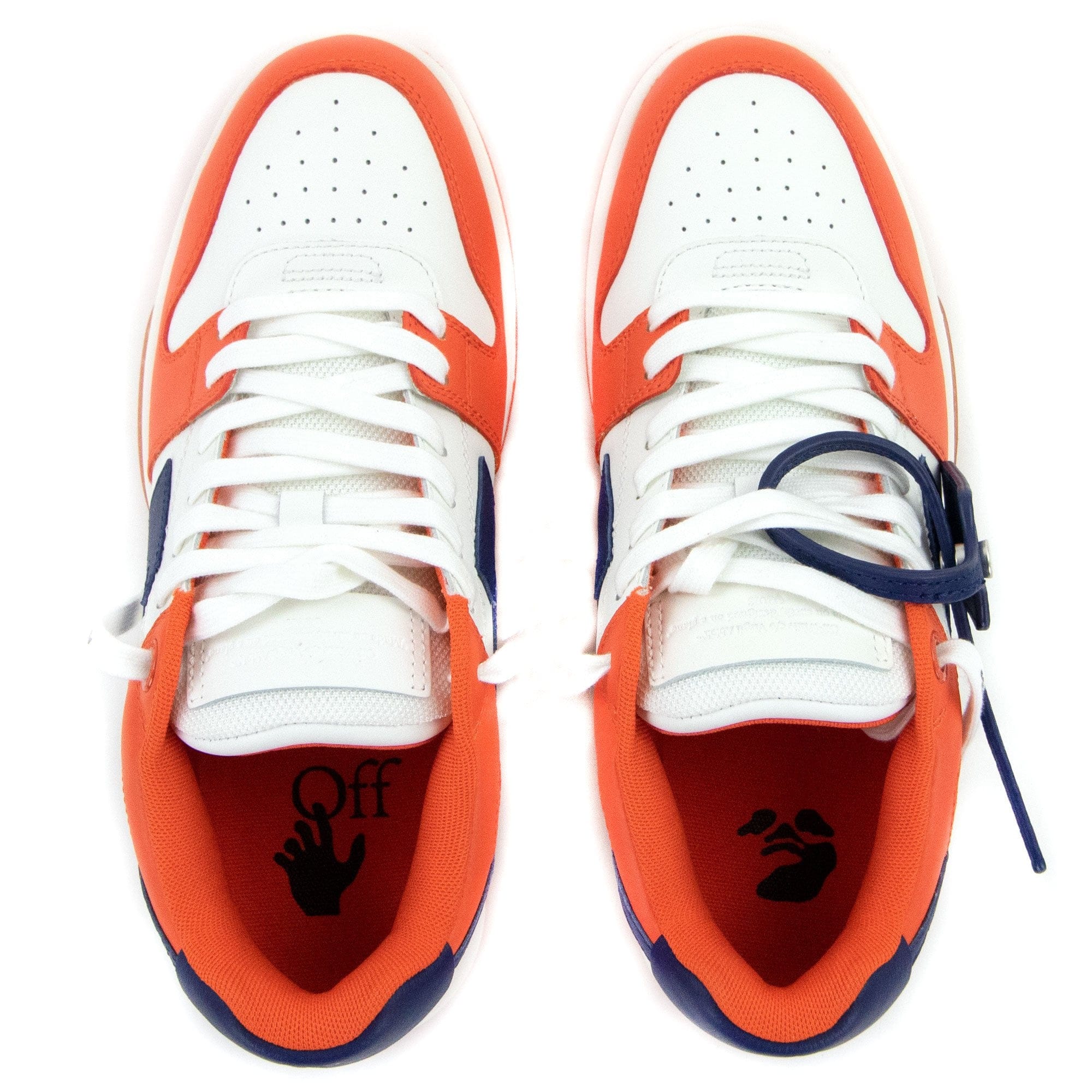 Off White Out Of Office Calf Leather Trainer Orange/blue