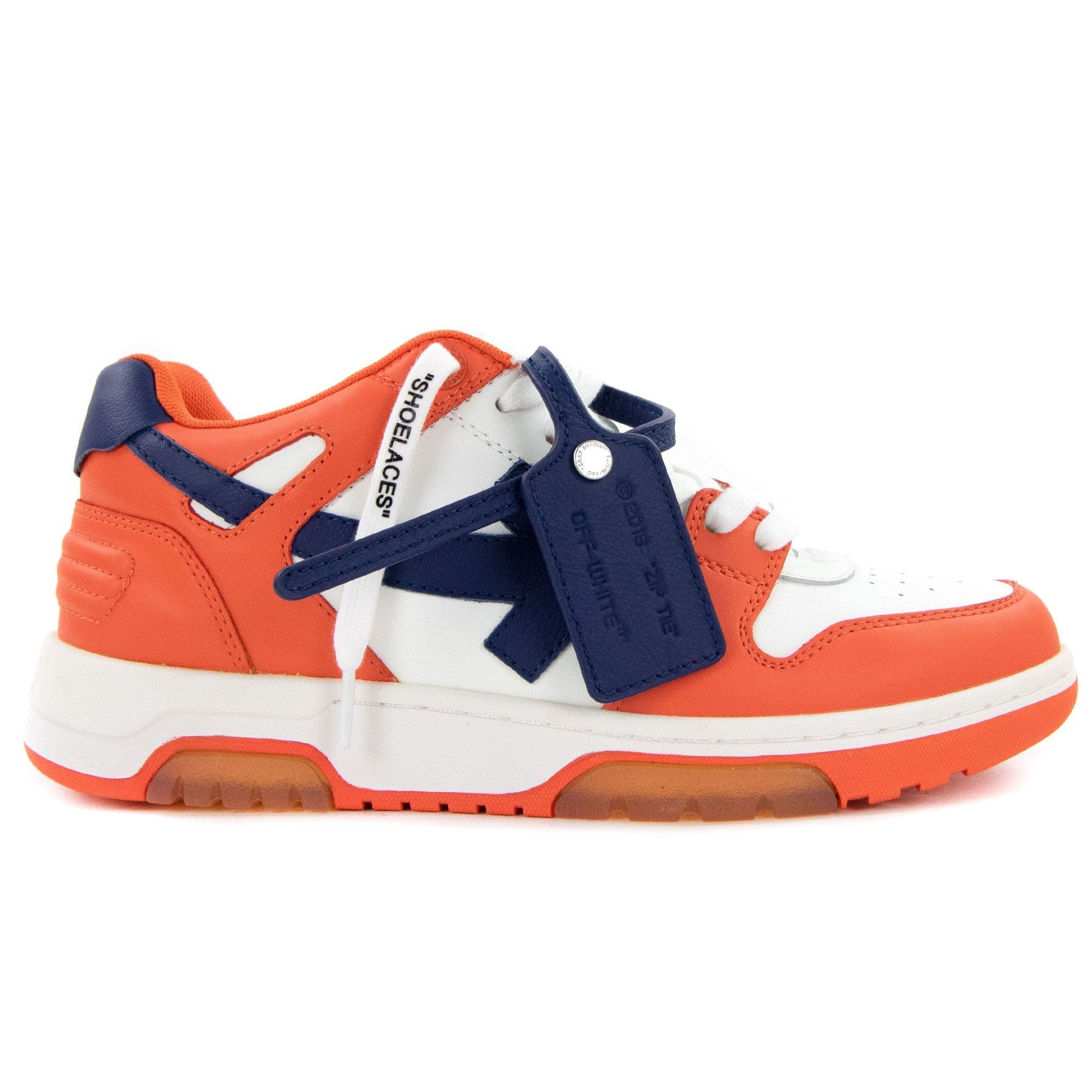 Off White Out Of Office Calf Leather Trainer Orange/blue