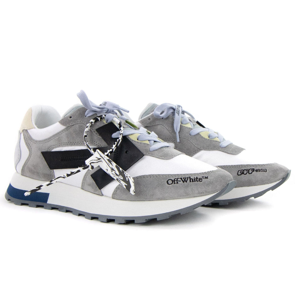 Off White Runner Mixed Leather Trainer Grey Black