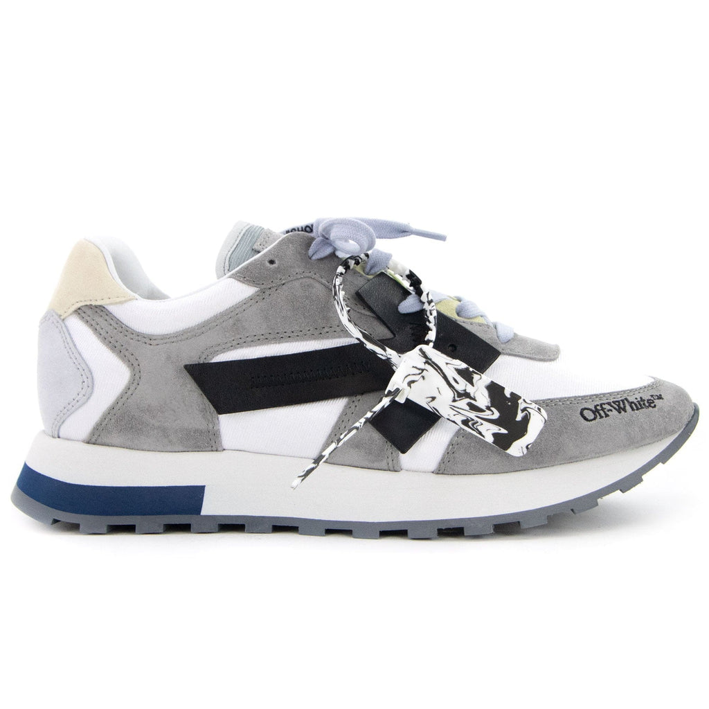 Off White Runner Mixed Leather Trainer Grey Black