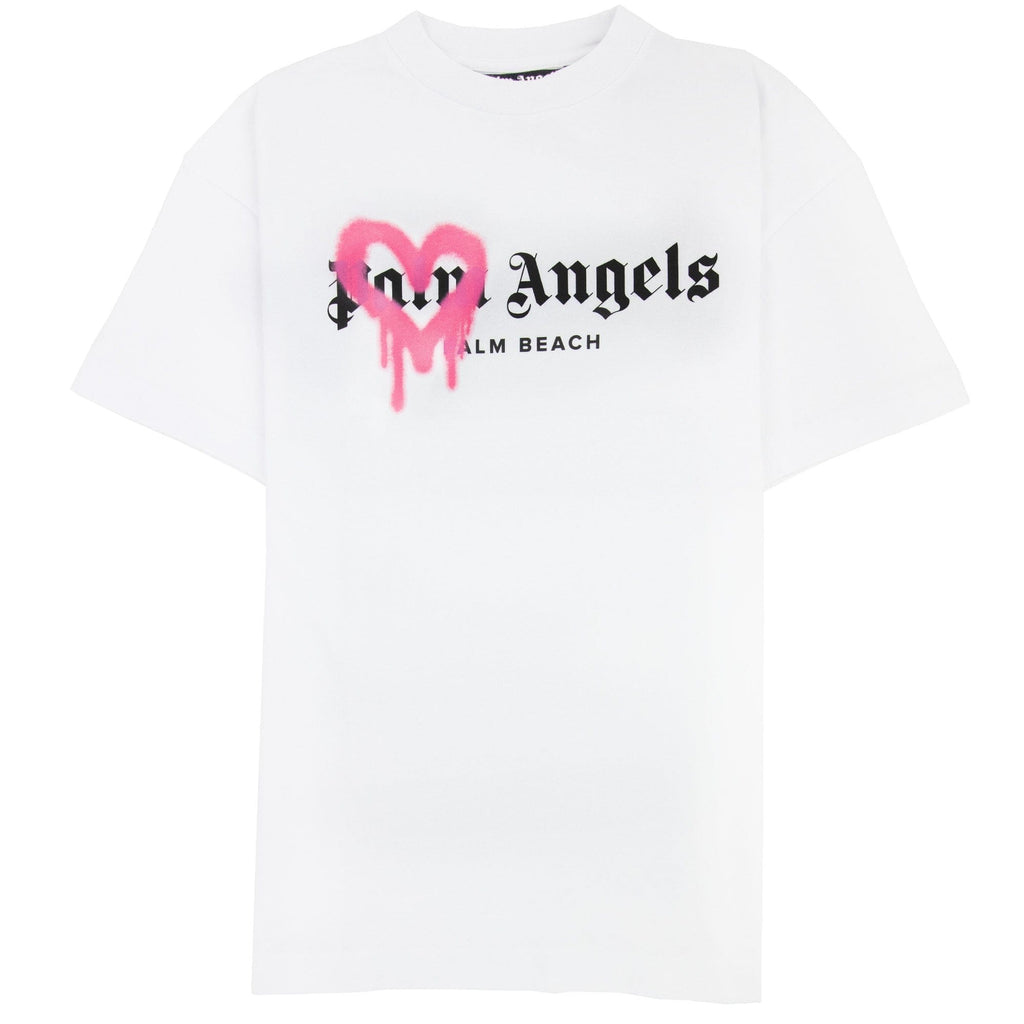 Palm Angels Beach Sprayed T Shirt White Fuchsia
