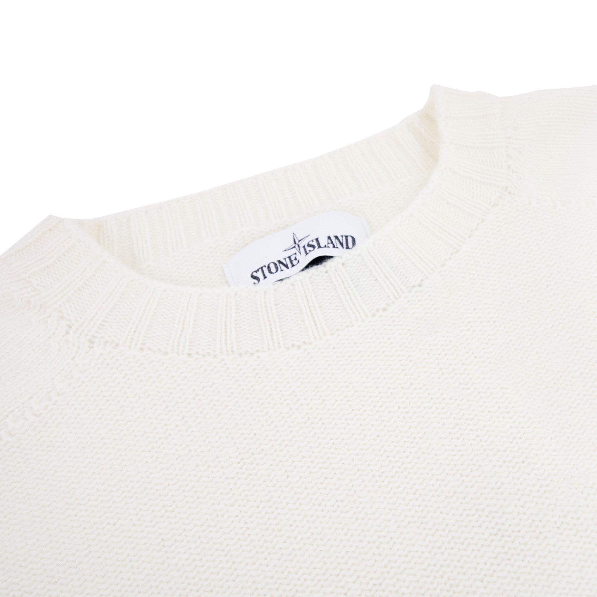 Stone Island 505a3 Lambswool Crew Knit Off White V0099