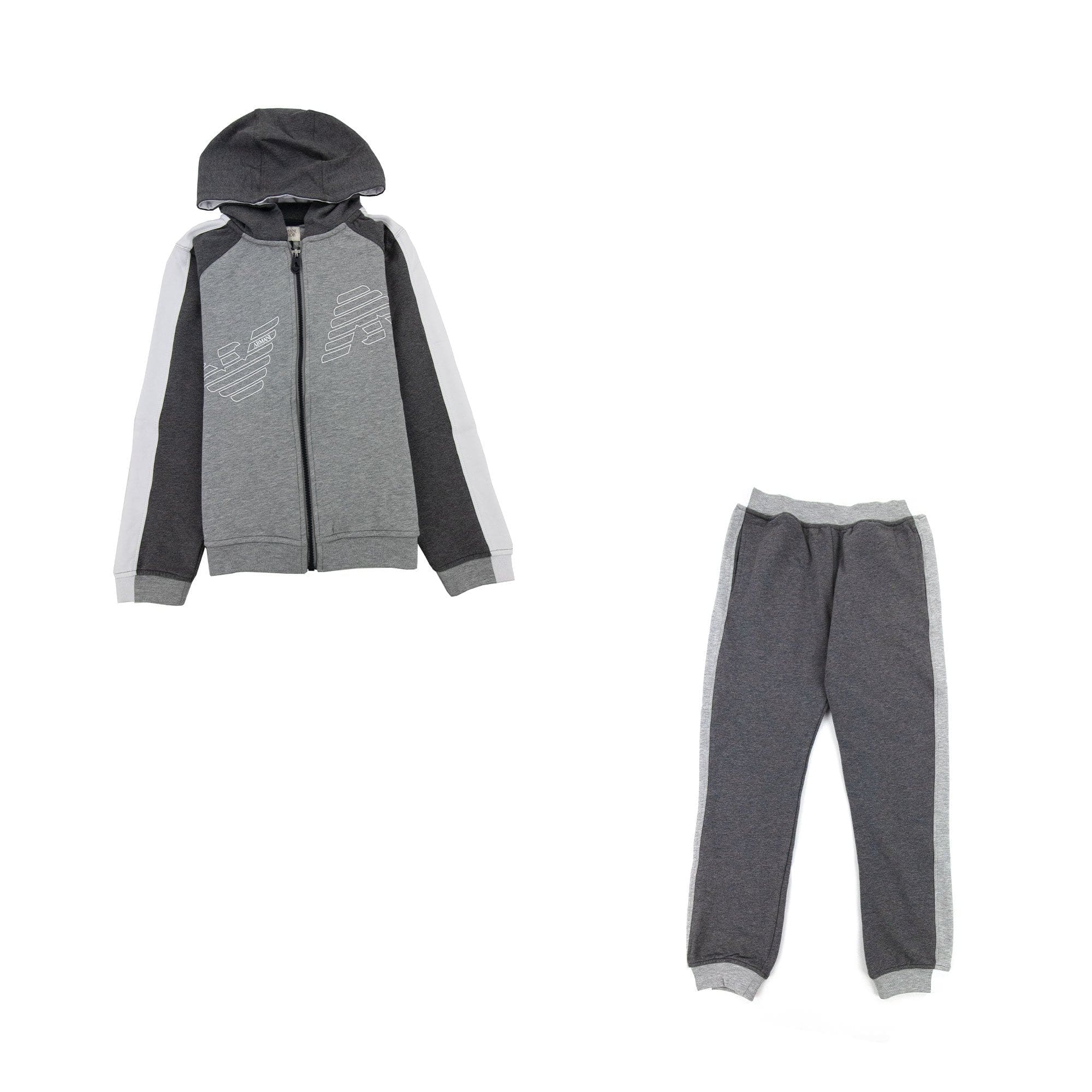 Armani Junior Eagle Logo Tracksuit Melange Grigio