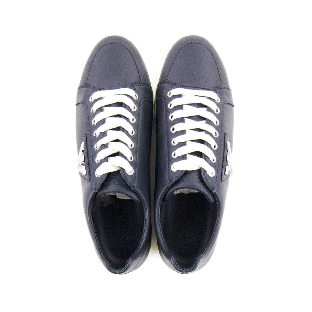 Emporio Armani Metal Eagle Logo Low Trainers Blue/white