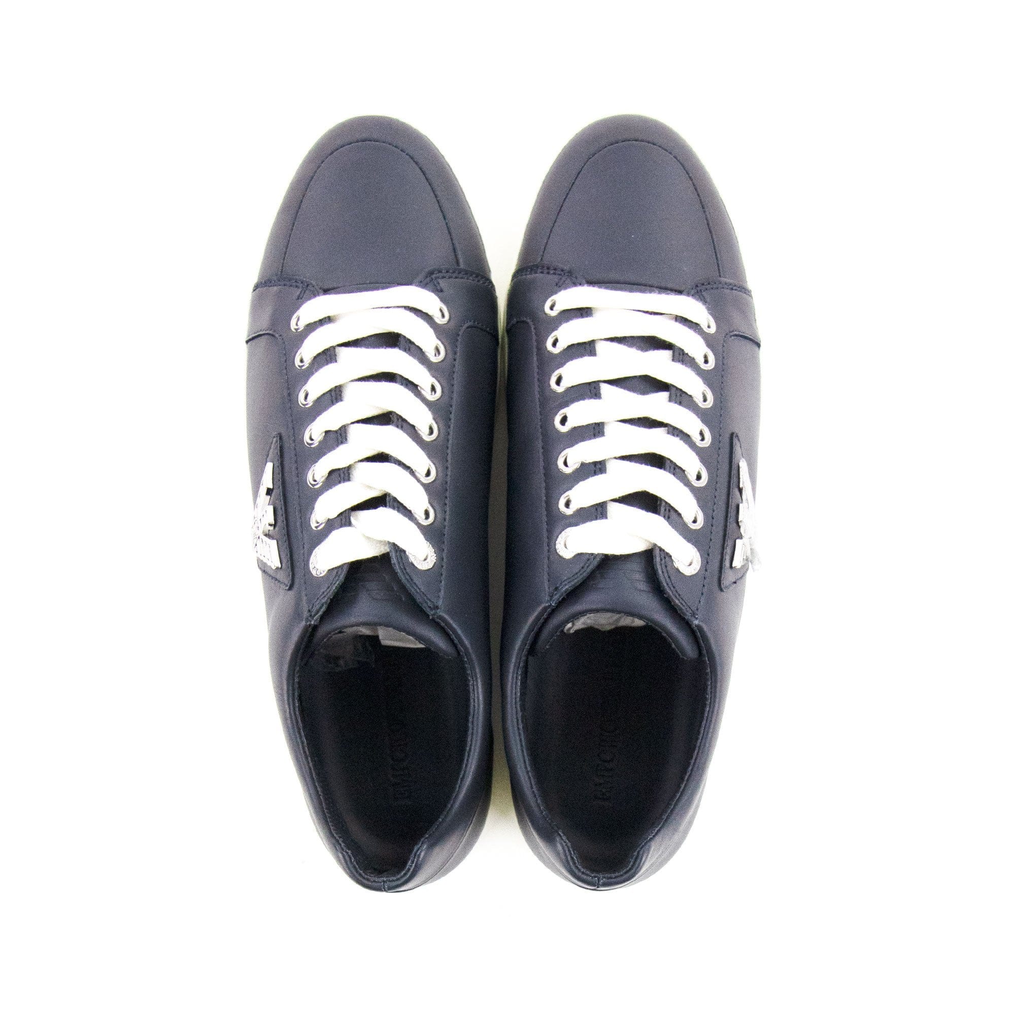 Emporio Armani Metal Eagle Logo Low Trainers Blue/white
