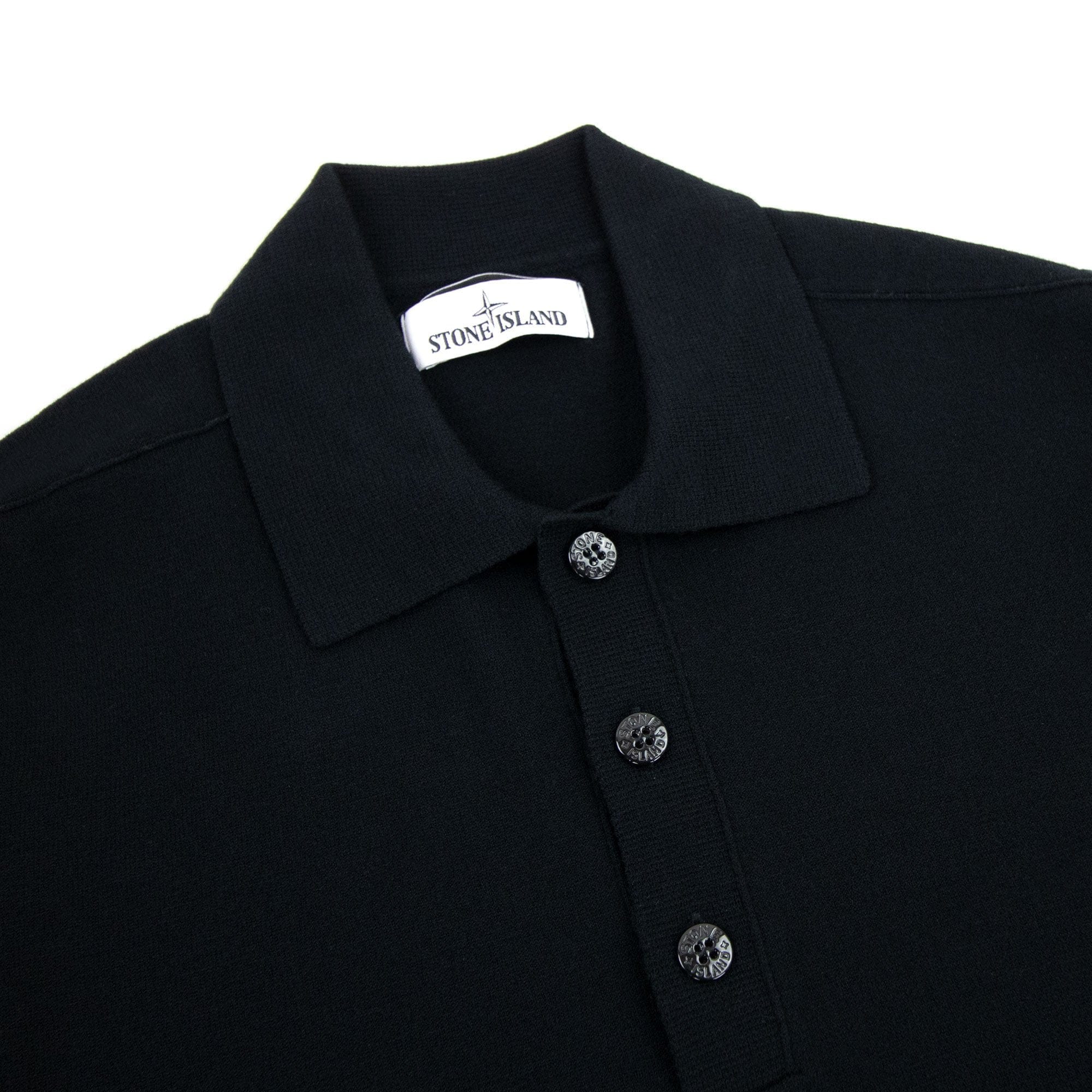 Stone Island 512a1 Stretch Wool L/s Polo Black V0029