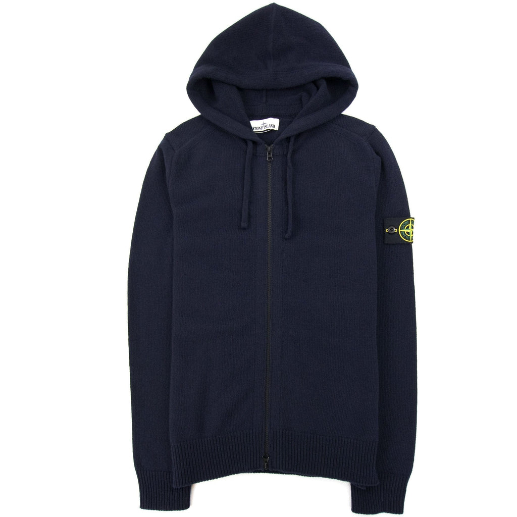 Stone Island 546a3 Knitted Patch Hoody Navy Blue V0020