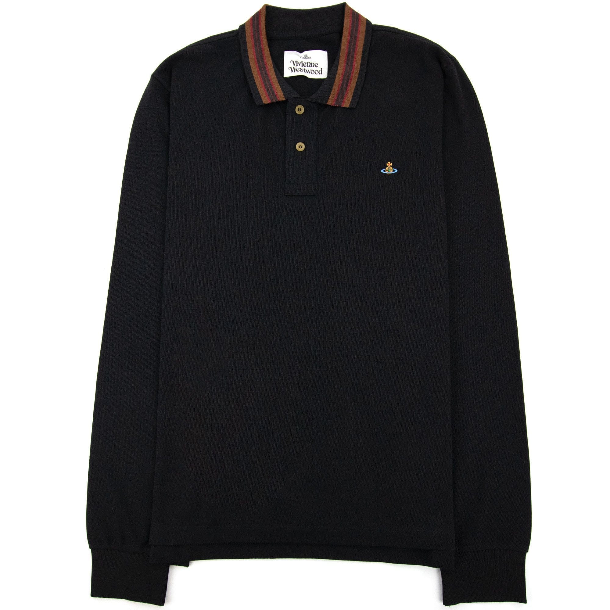 Vivienne Westwood Long Sleeve Classic Stripe Collar Polo Black