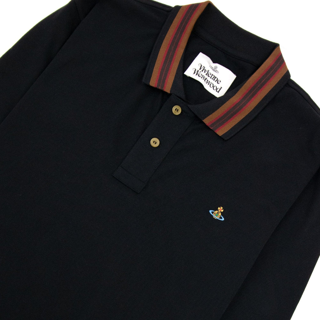 Vivienne Westwood Long Sleeve Classic Stripe Collar Polo Black
