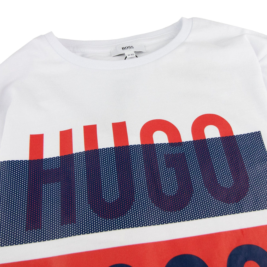 Hugo Boss Kids Printed Logo L/s T Shirt White