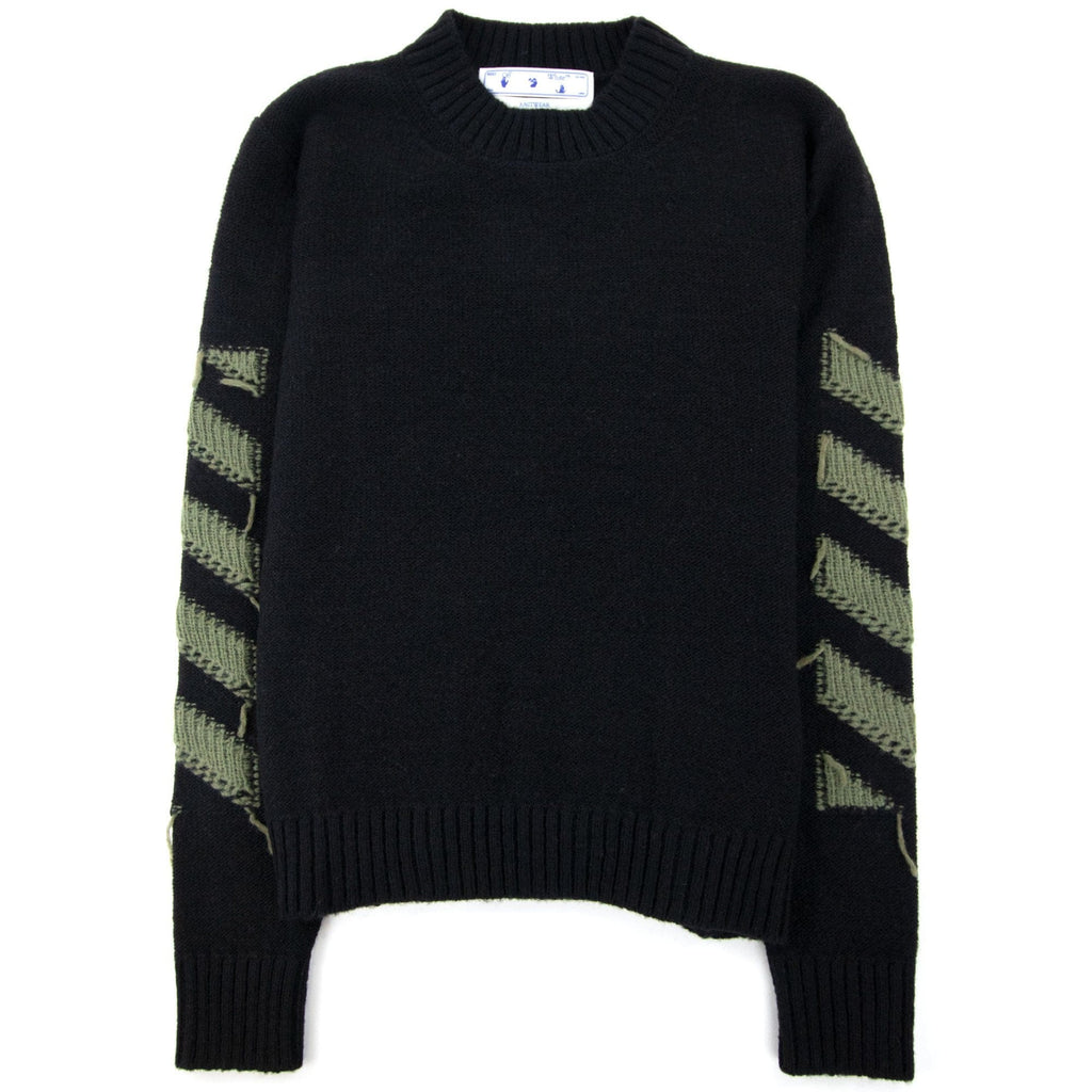 Off White Reverse Arrow Diag Knitted Sweatshirt Black/green
