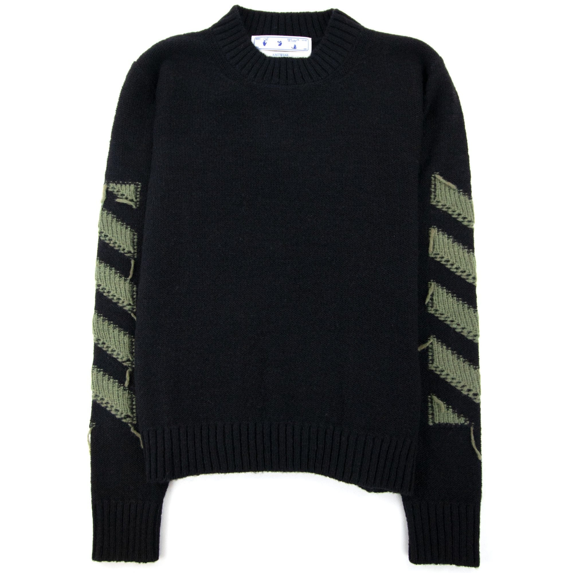 Off White Reverse Arrow Diag Knitted Sweatshirt Black/green