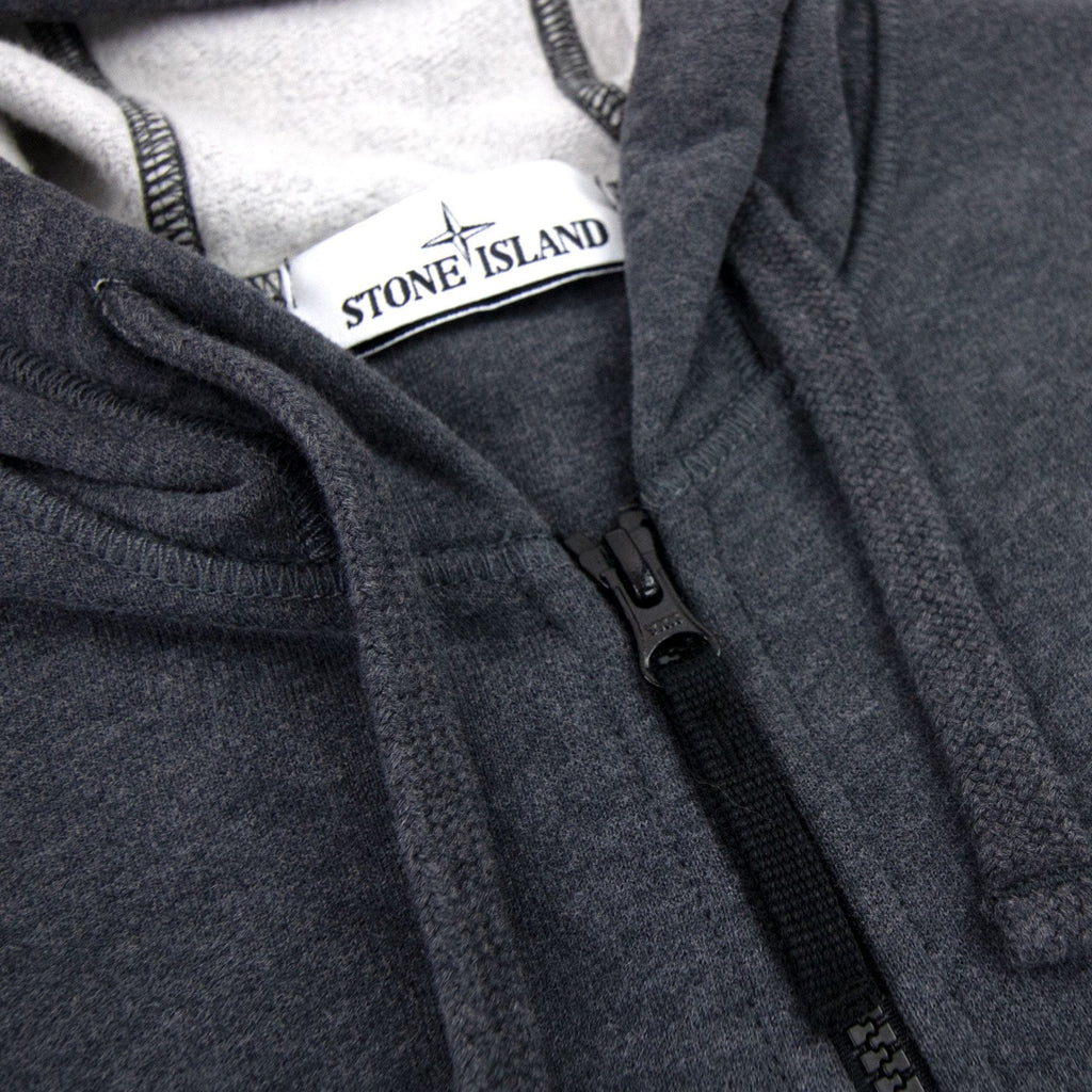 Stone Island Open Zip Up Hooded Sweatshirt Dark Grey V0m67