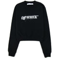 Off White Women Pen Logo Crop Crewneck Sweatshirt Black/white