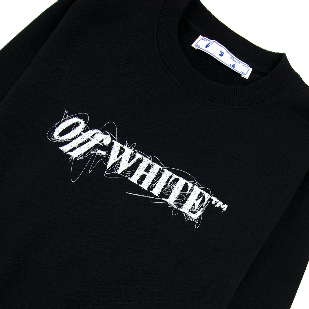 Off White Women Pen Logo Crop Crewneck Sweatshirt Black/white