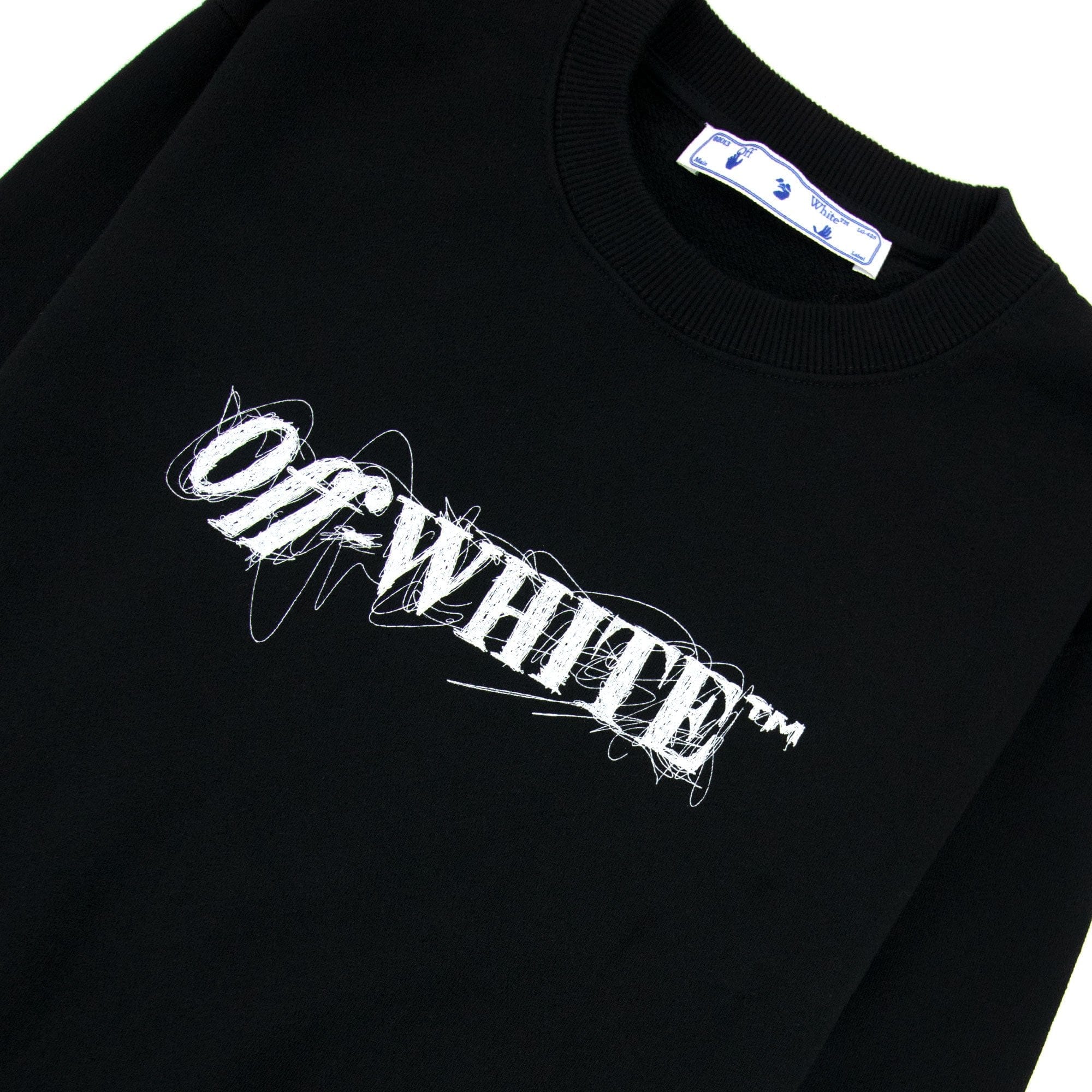 Off White Women Pen Logo Crop Crewneck Sweatshirt Black/white