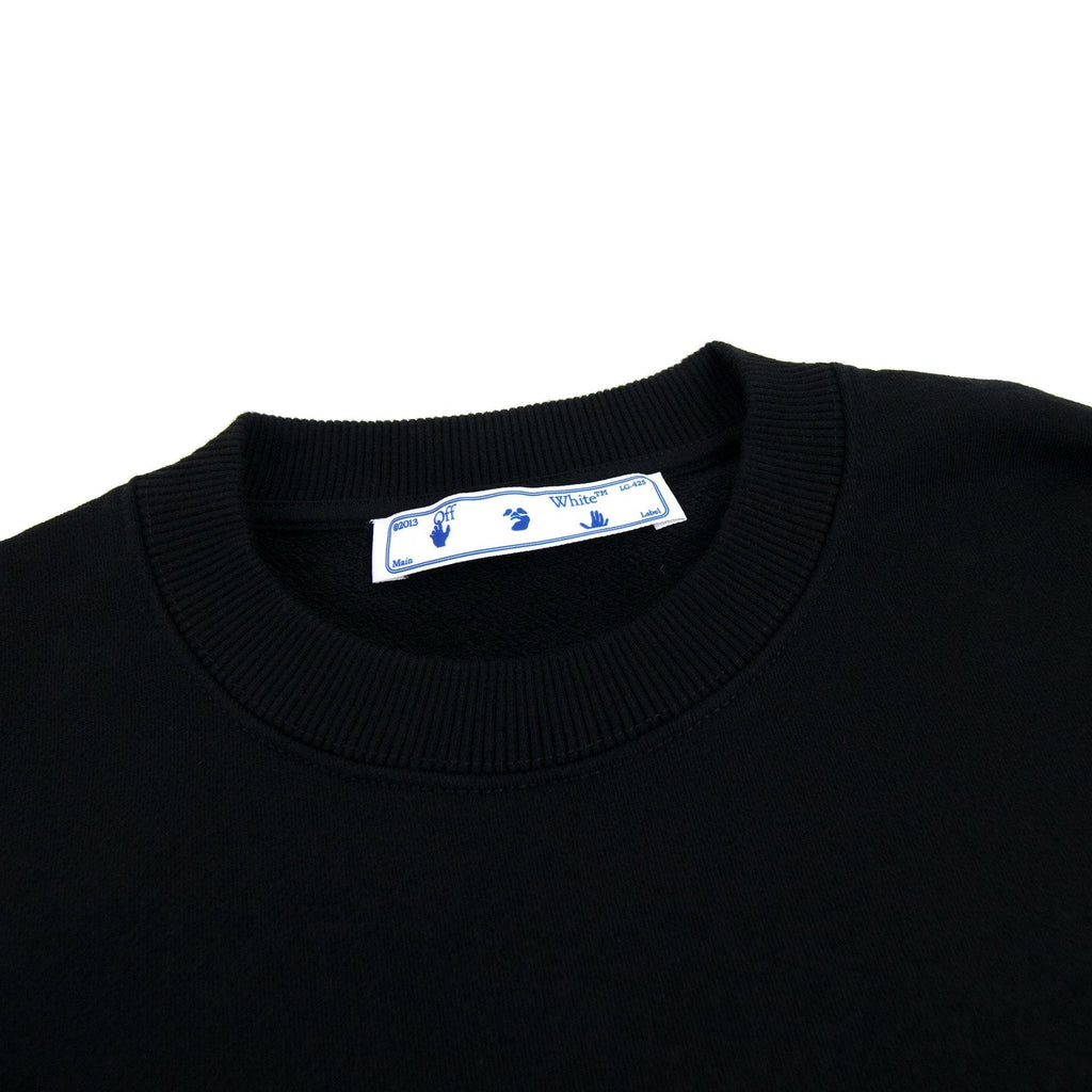Off White Women Pen Logo Crop Crewneck Sweatshirt Black/white