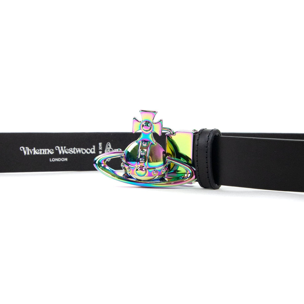 Vivienne Westwood Orb Buckle Iridescent Belt Black