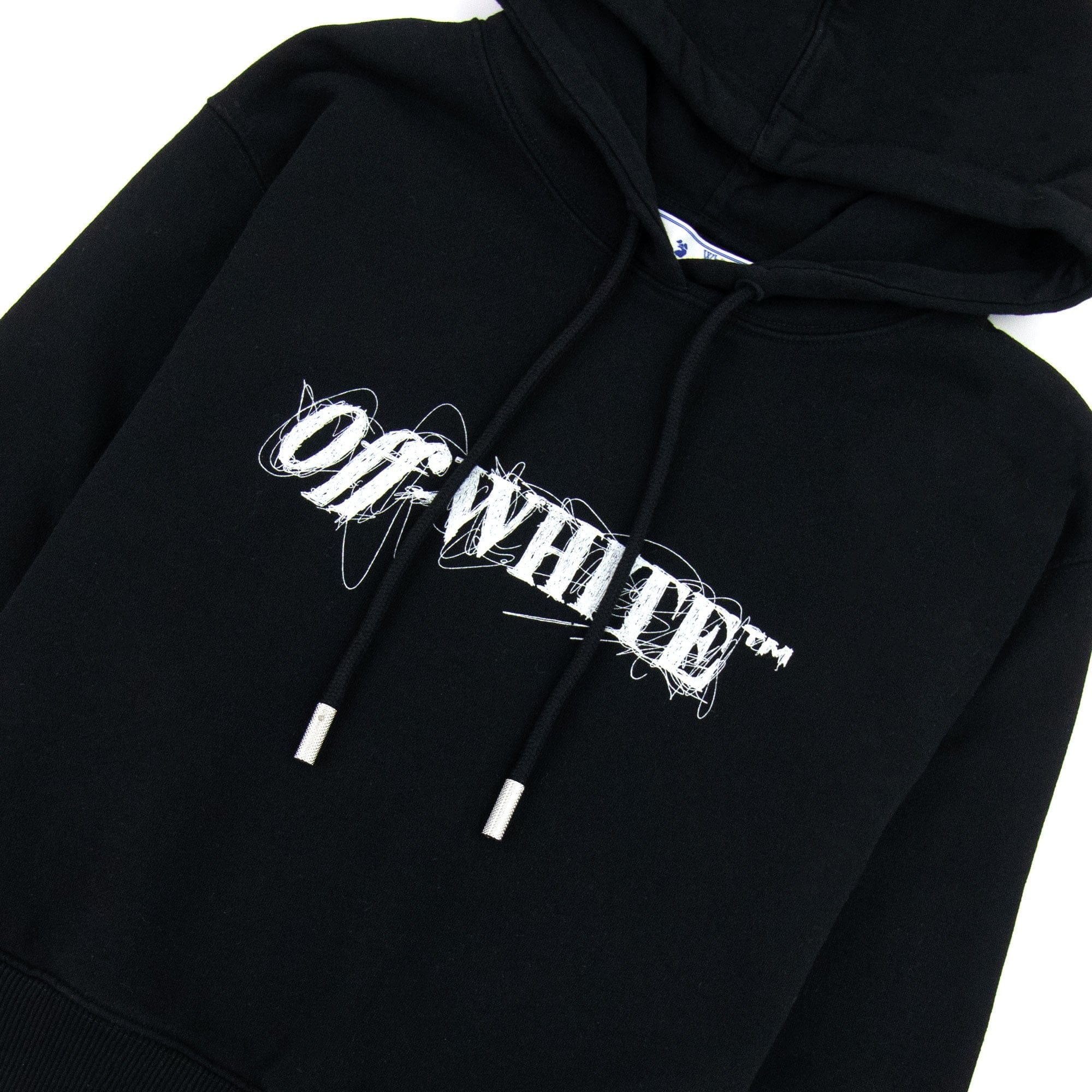 Off White Women Pen Logo Crop Hoodie Black/white