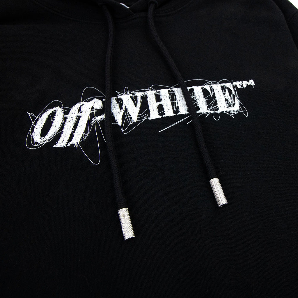 Off White Women Pen Logo Crop Hoodie Black/white