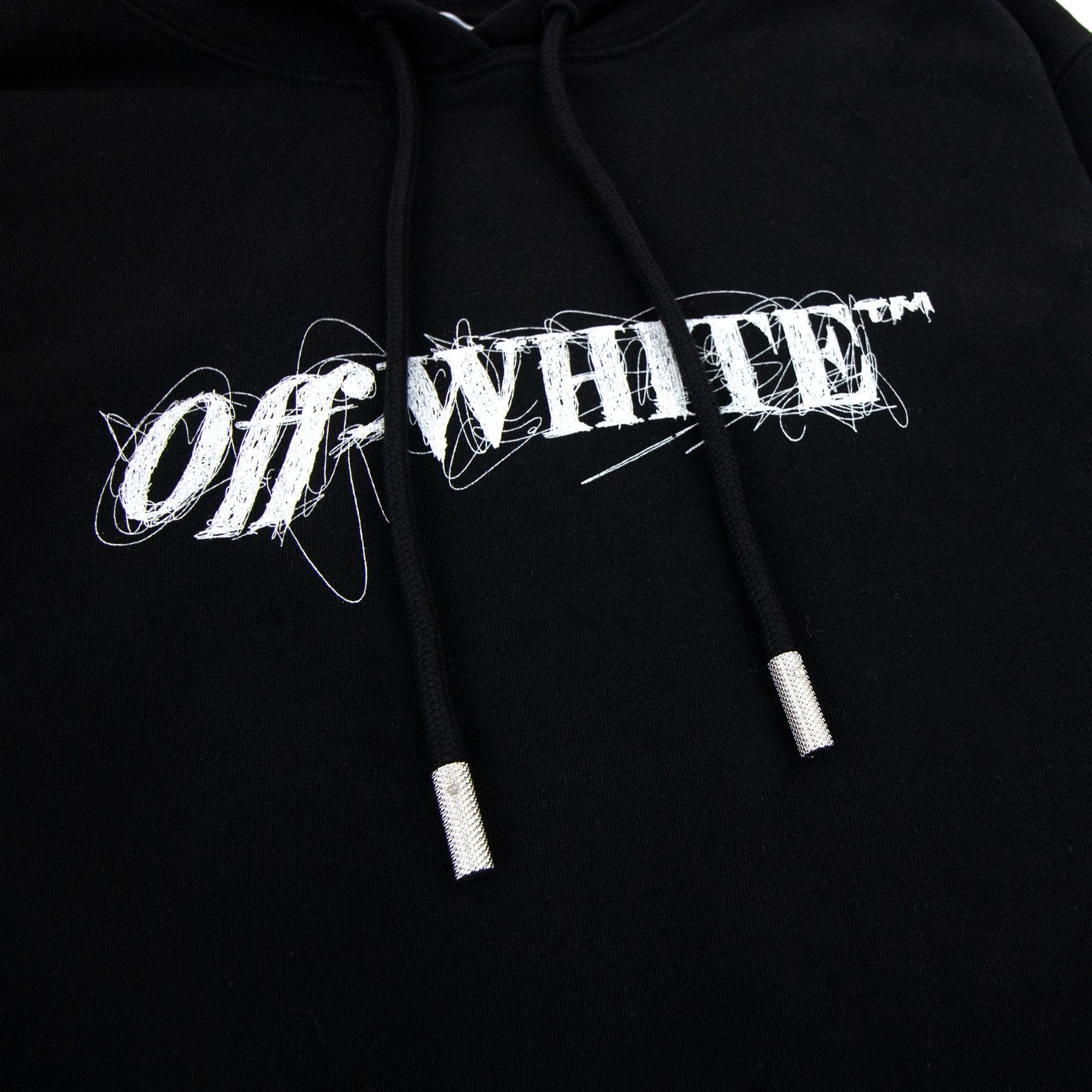 Off White Women Pen Logo Crop Hoodie Black/white