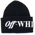 Off White Logo Ribbed Beanie Black/white
