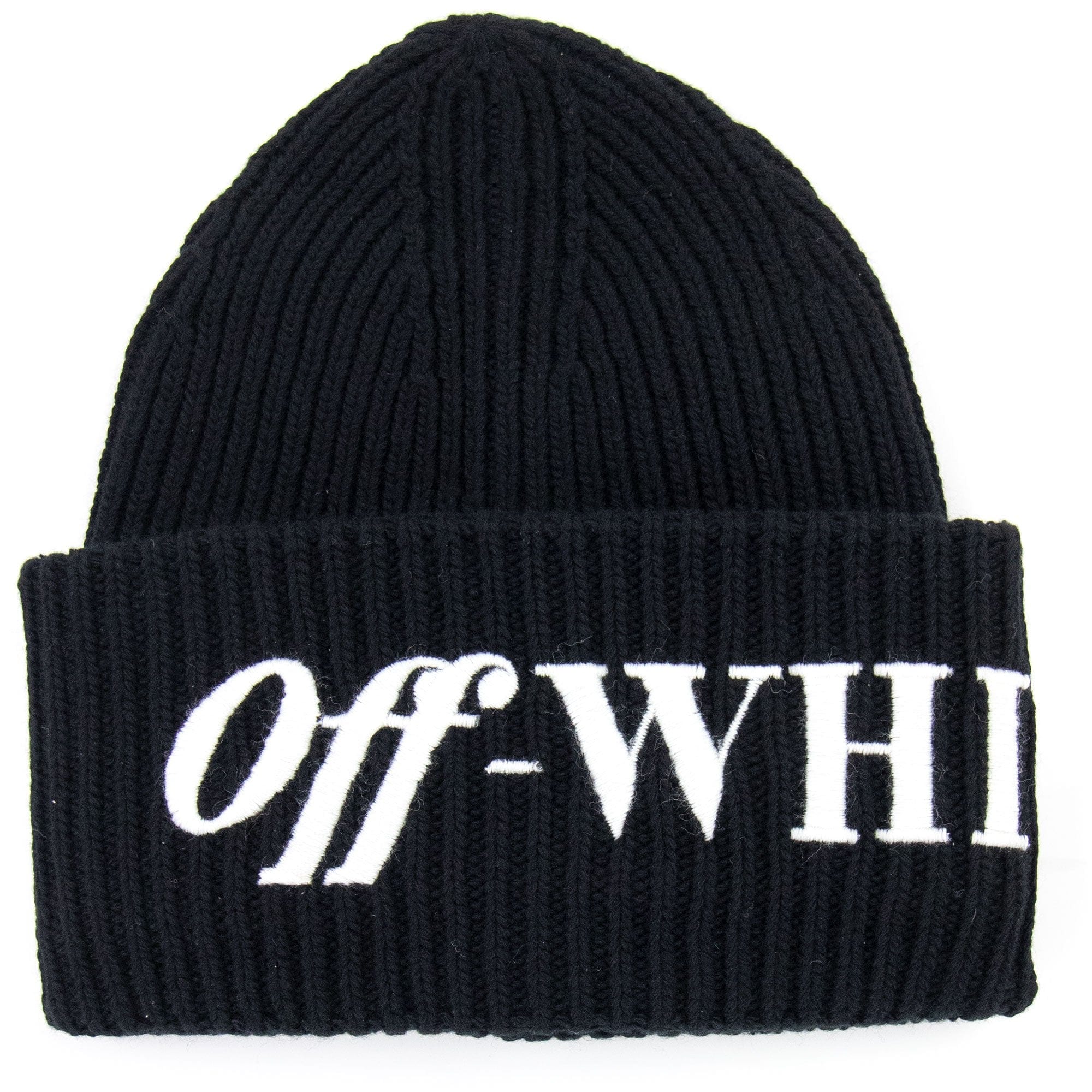 Off White Logo Ribbed Beanie Black/white