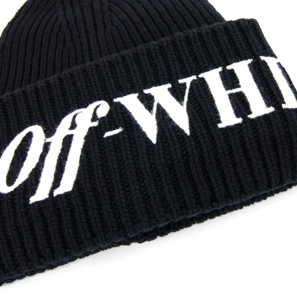 Off White Logo Ribbed Beanie Black/white