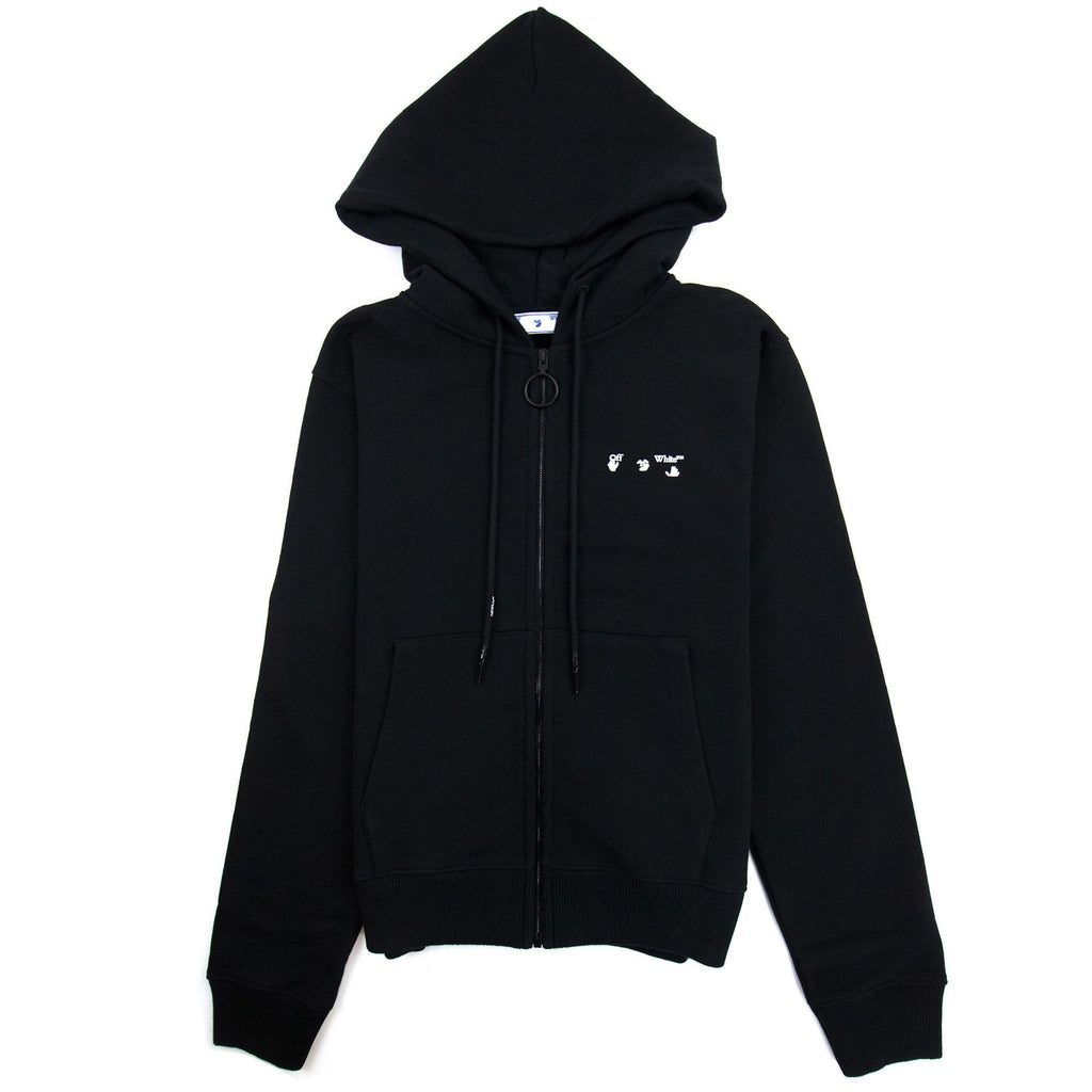 Off White Ow Logo Slim Zip Hoody Black/white