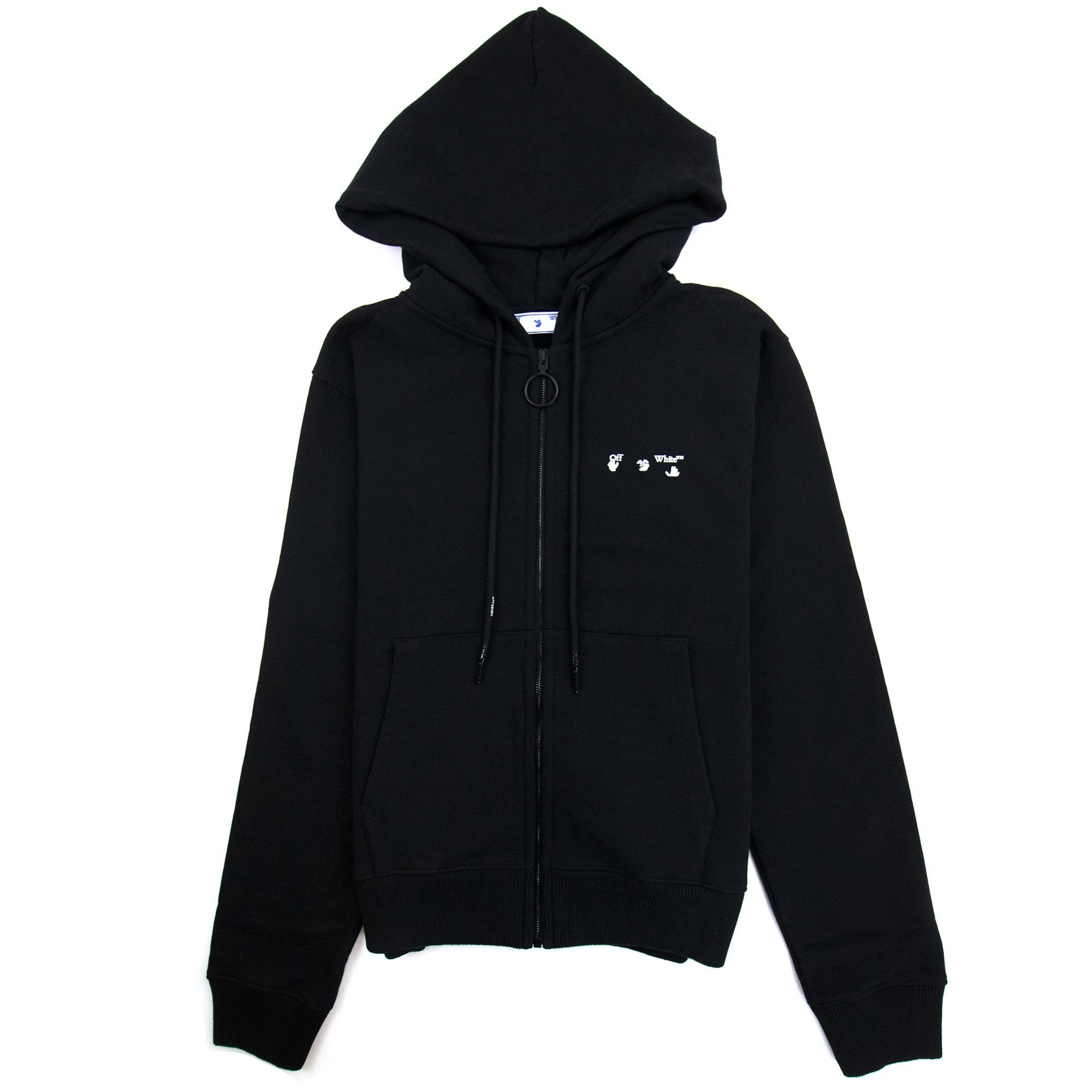 Off White Ow Logo Slim Zip Hoody Black/white