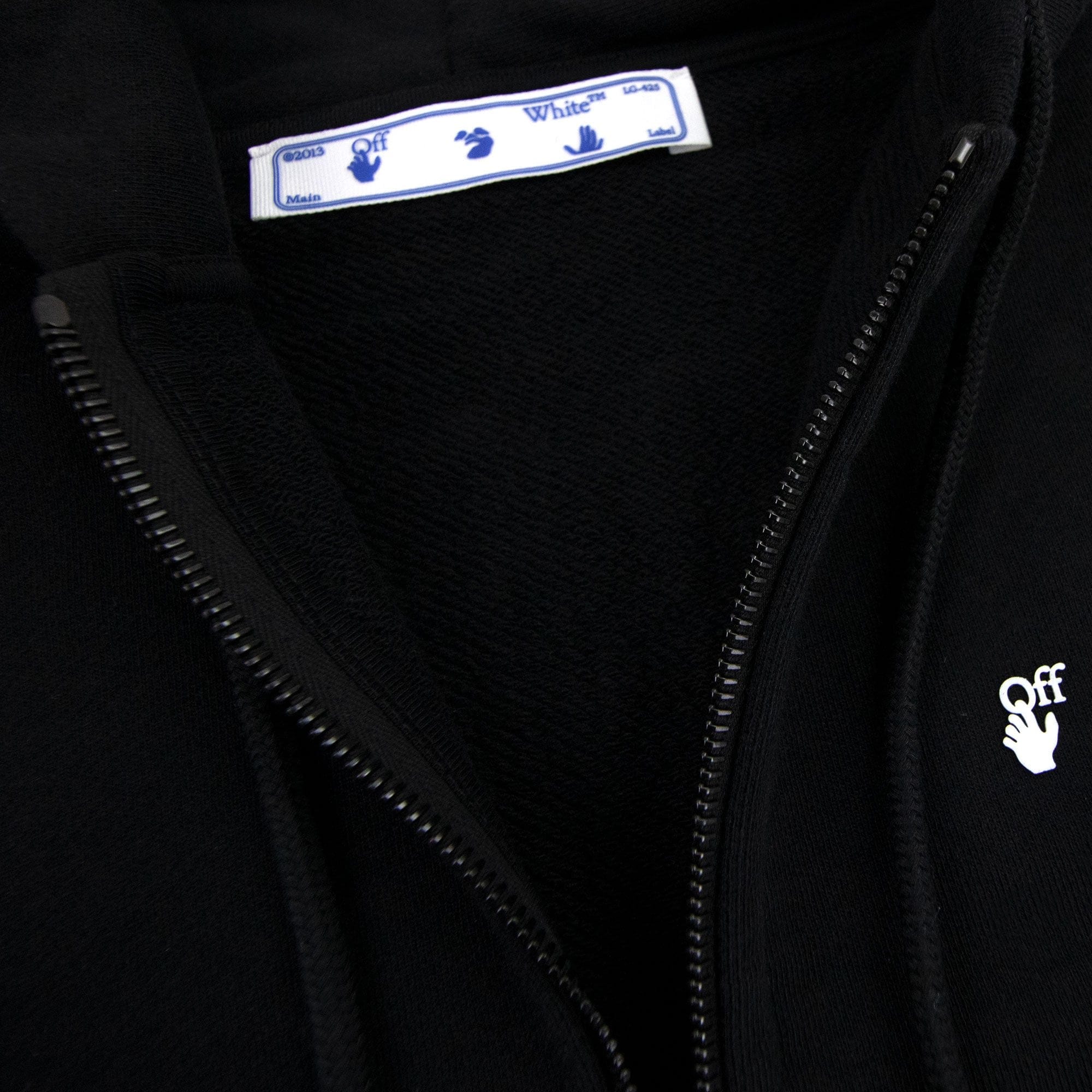 Off White Ow Logo Slim Zip Hoody Black/white