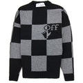 Off White Check Knitted Crewnwck Sweatshirt Black/black