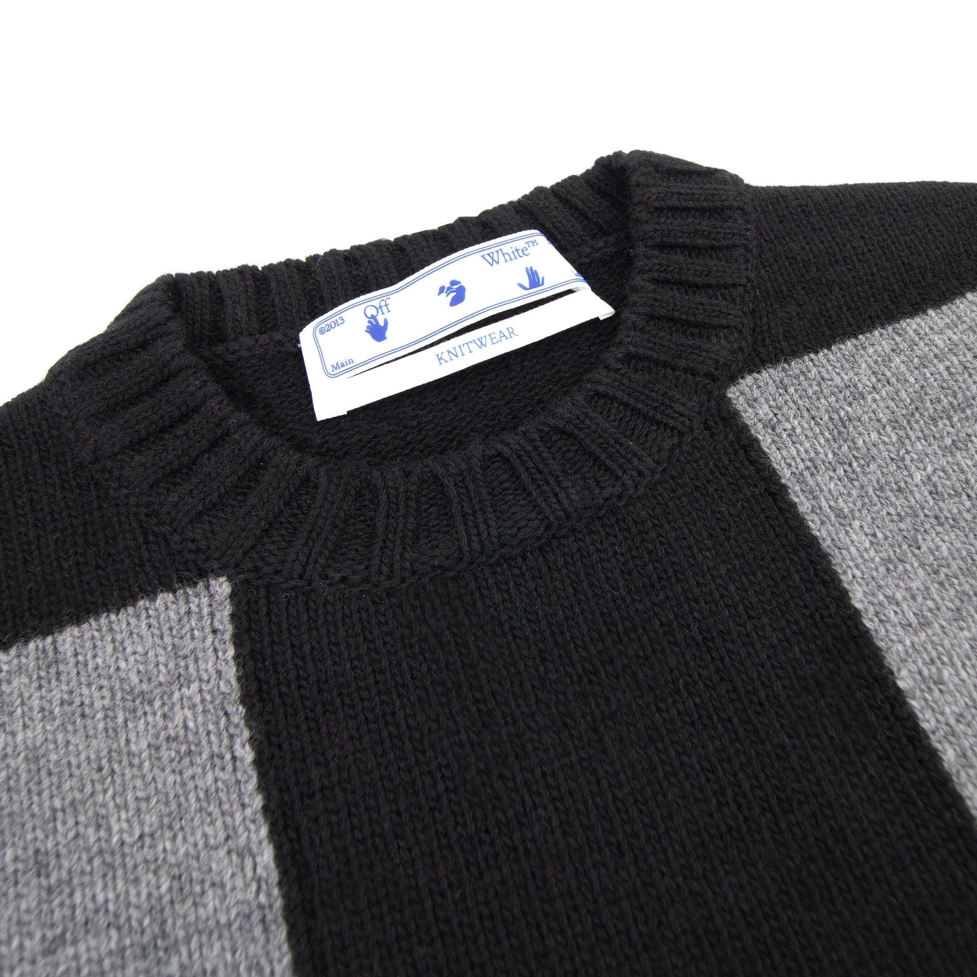 Off White Check Knitted Crewnwck Sweatshirt Black/black