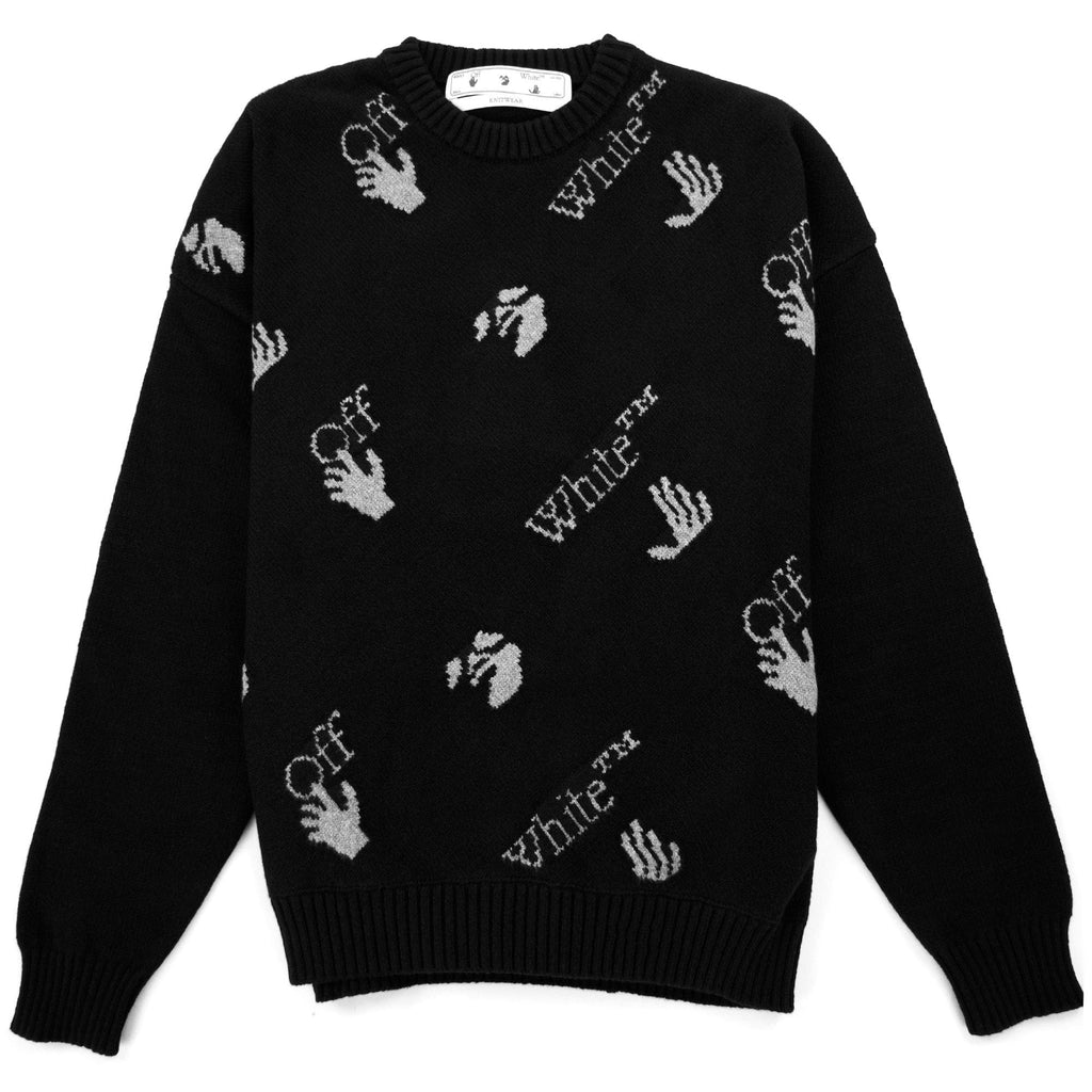 Off White All Over Logo Knitted Sweatshirt Black/grey