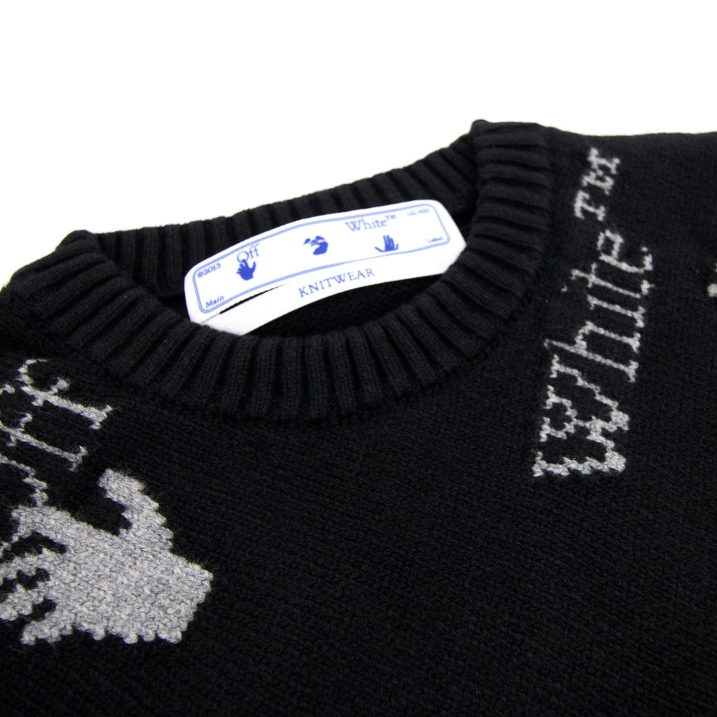 Off White All Over Logo Knitted Sweatshirt Black/grey