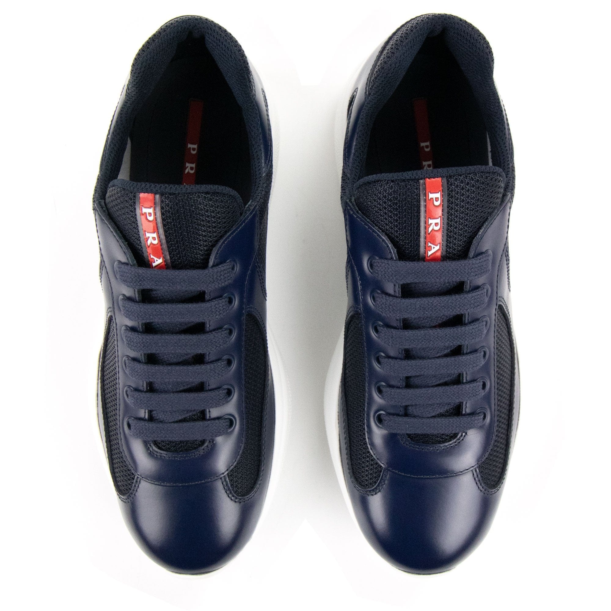 Prada Americas Cup Patent Leather And Nylon Sneakers Navy