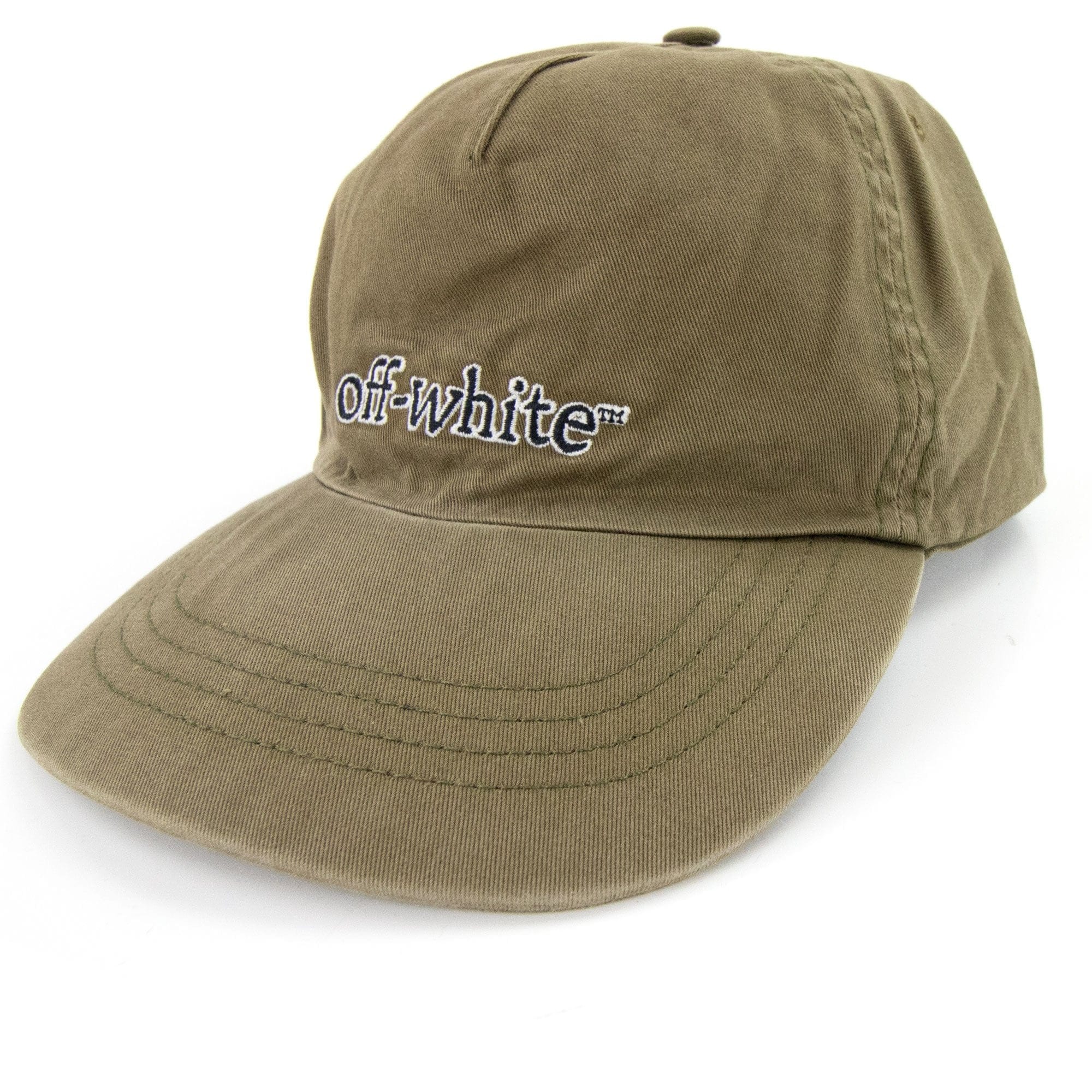 Off White Slanted Logo Baseball Cap Green