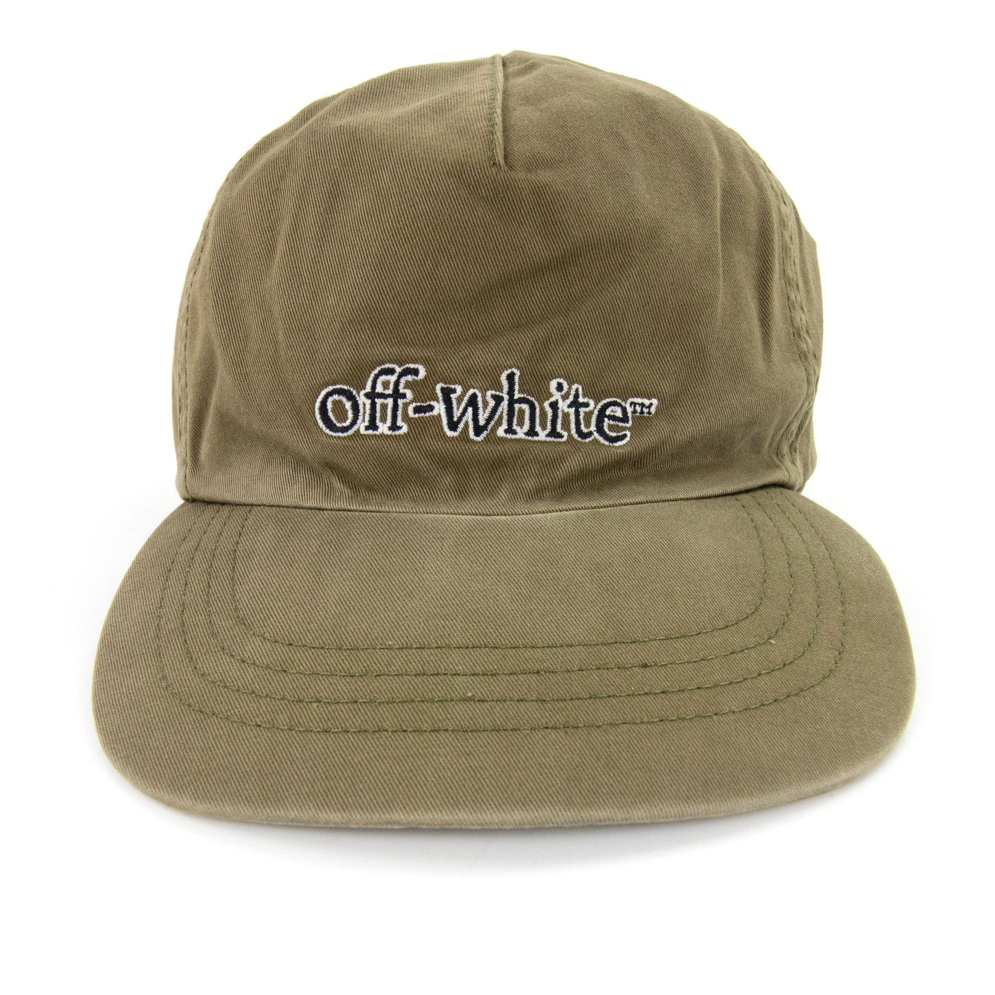 Off White Slanted Logo Baseball Cap Green