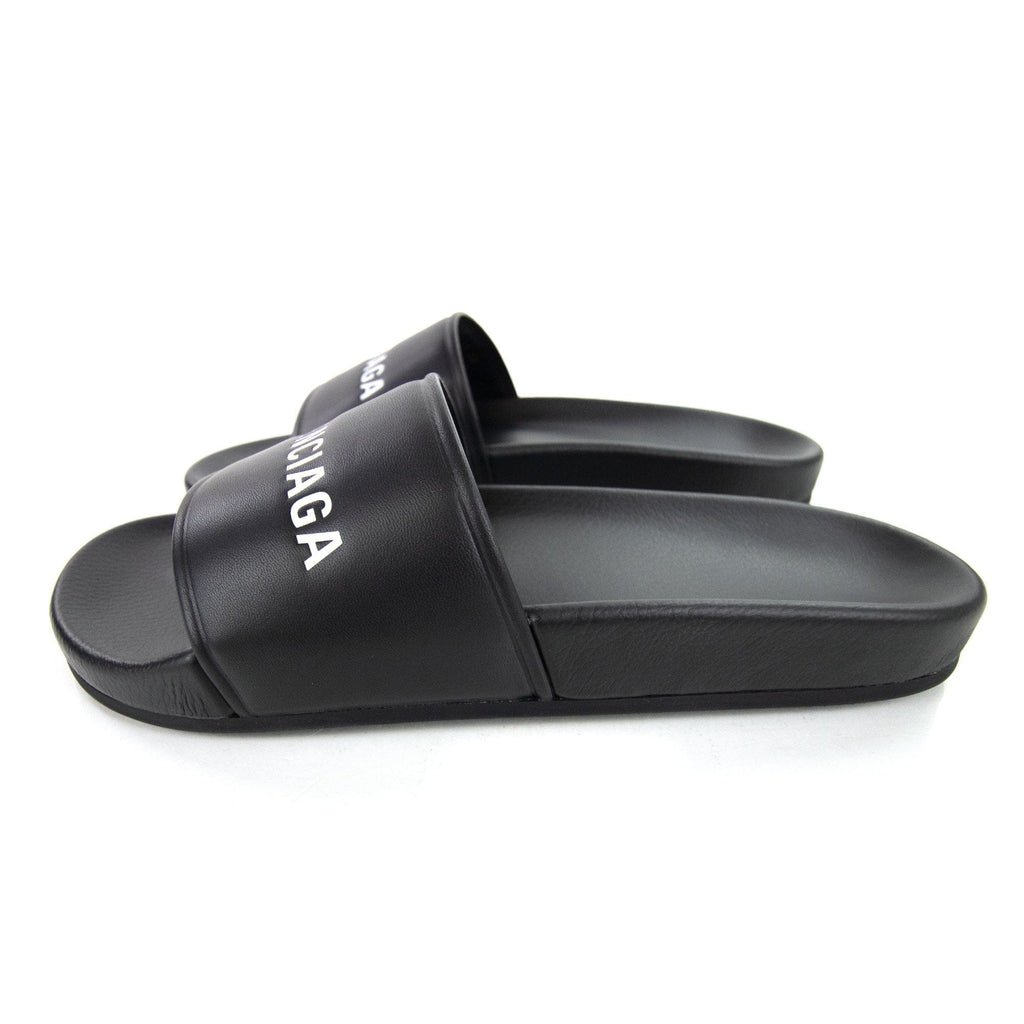 Balenciaga Logo Pool Sliders Black