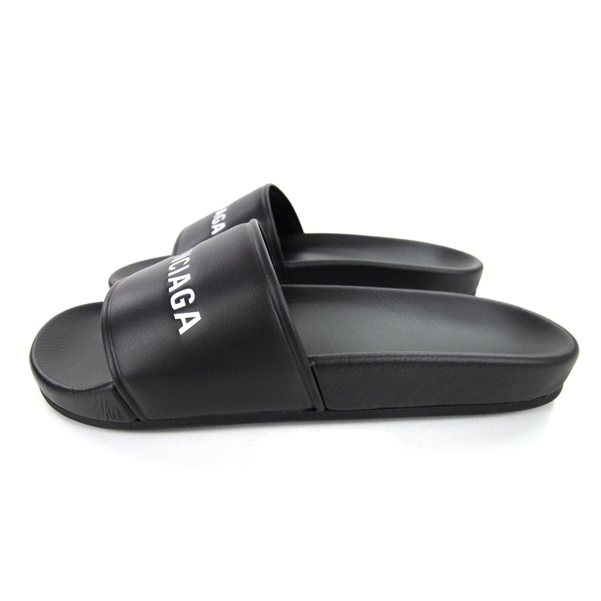 Balenciaga Logo Pool Sliders Black